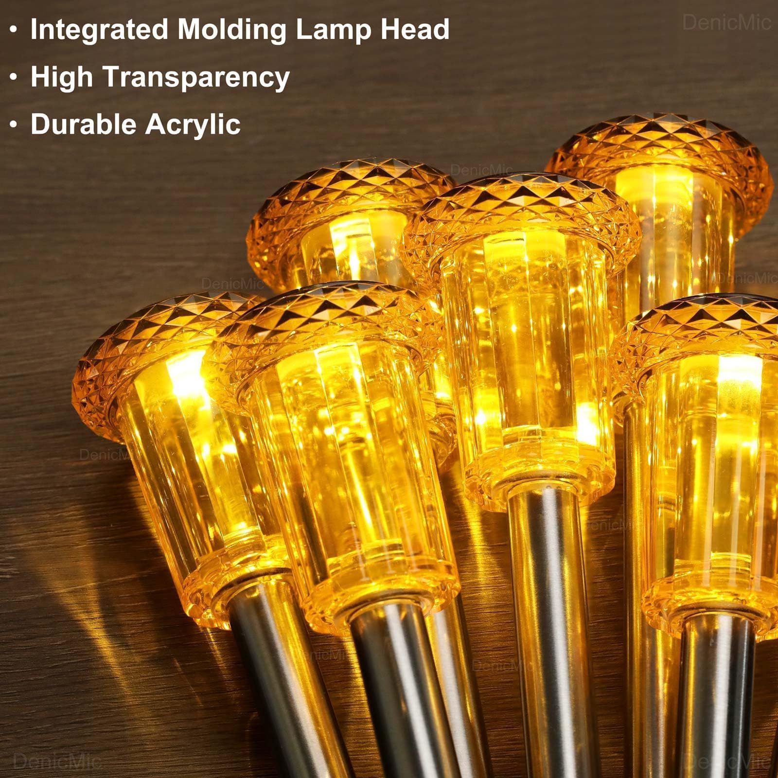 Denicmic Solar Lights Outdoor Pathway Lights Led Waterproof Acrylic Lamp Head Stainless Steel Stake For Yard Garden Landscape Pa