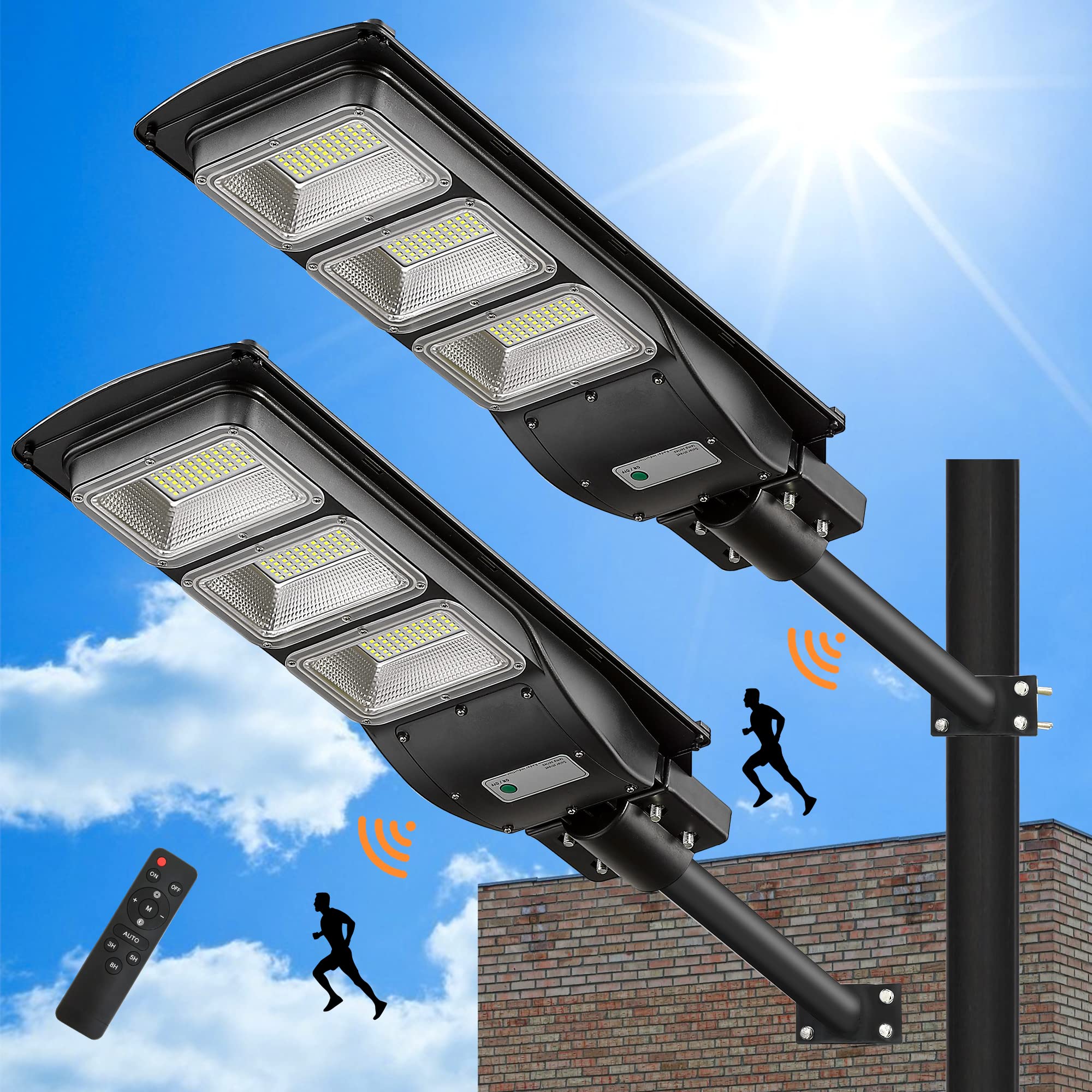Lovus 4000W LED Solar Street Lights Outdoor, 400000LM Solar Parking Lot Lights Dusk to Dawn with Motion Sensor, Commercial Flood