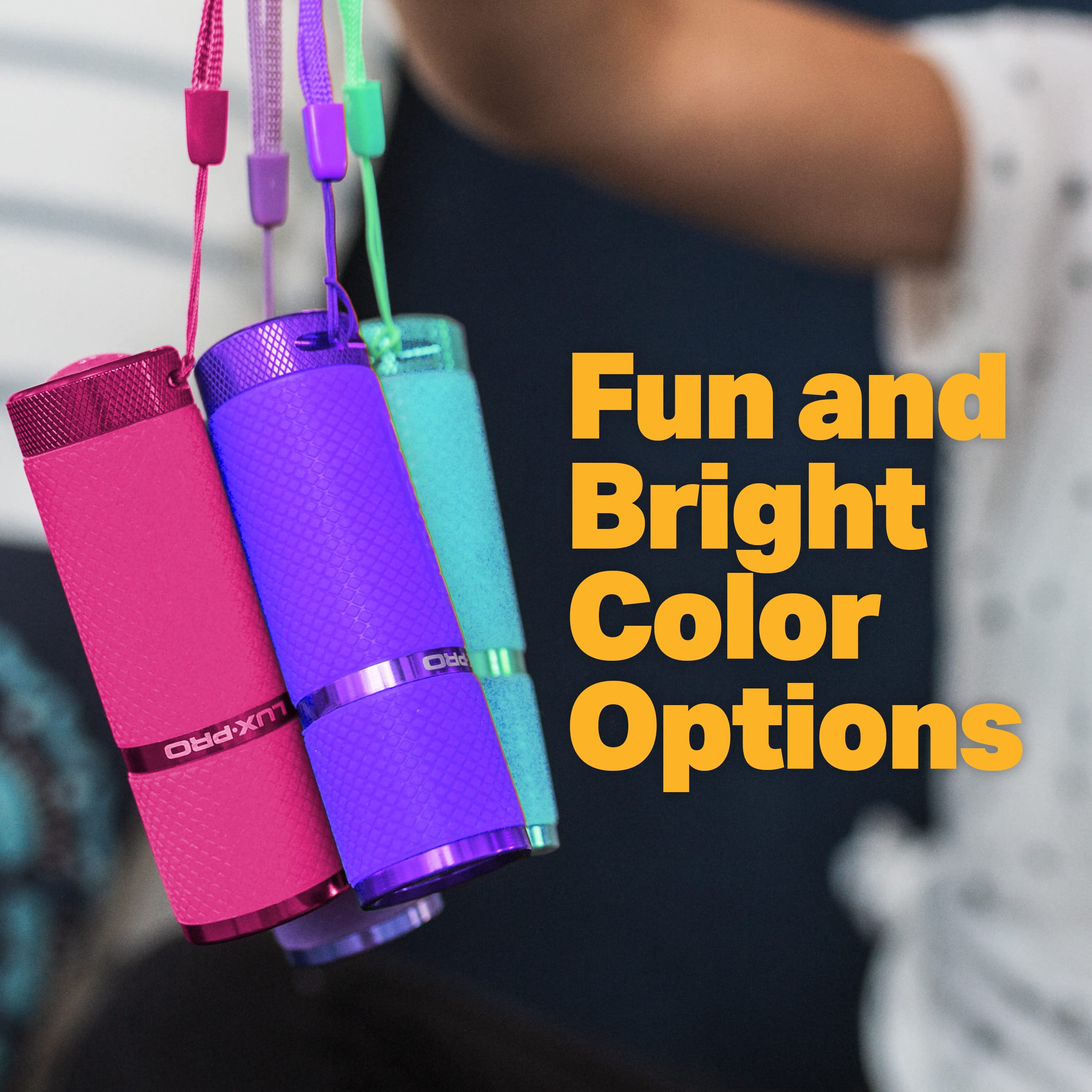 LUXPRO LED Flashlight, Glow in the Dark, Aluminum, 9 Lights, Pink, Purple, Teal