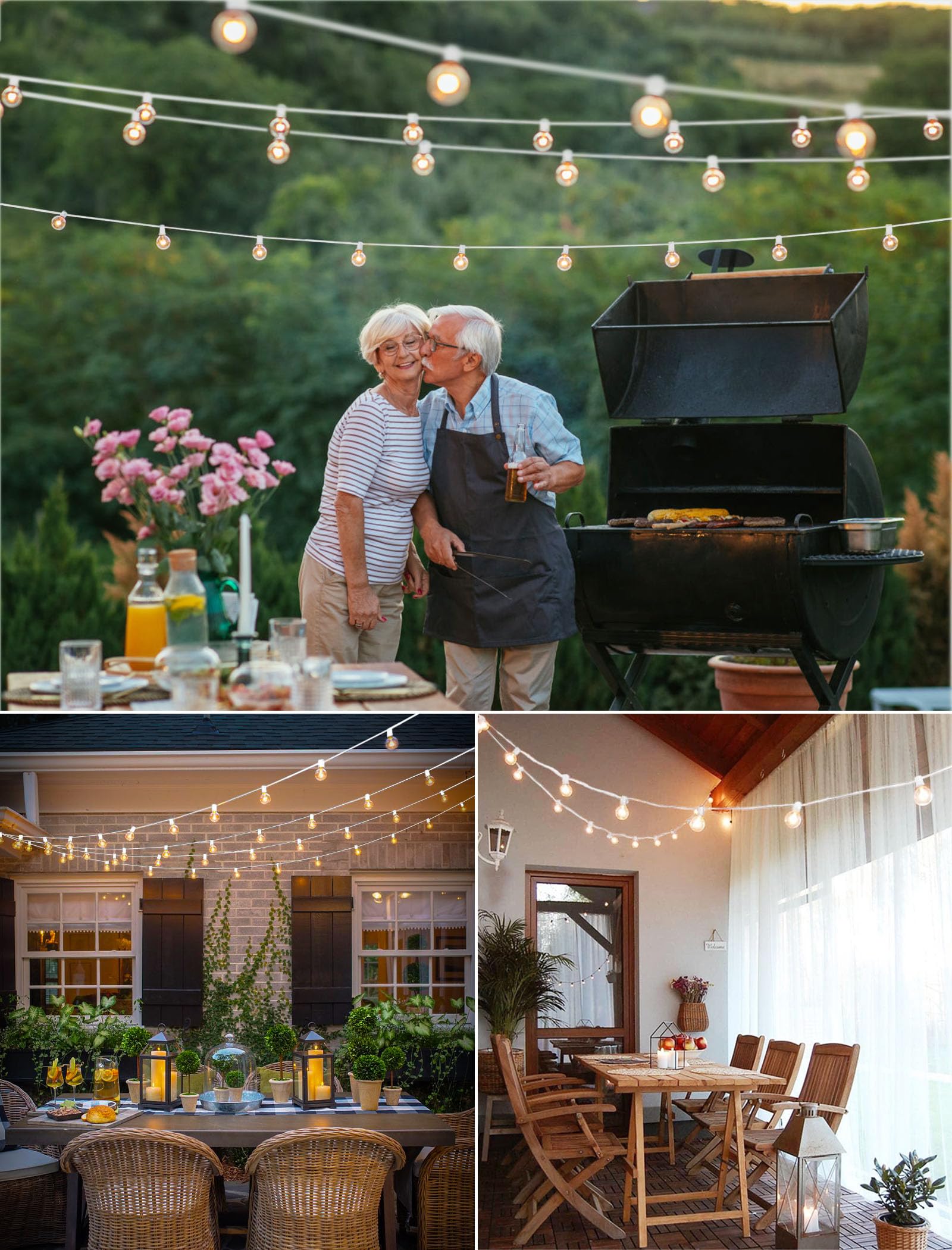 Brightown 60 Feet Led Outdoor String Lights With Shatterproof G40 Edison Bulbs, Connectable And Weatherproof Strand, Commercial