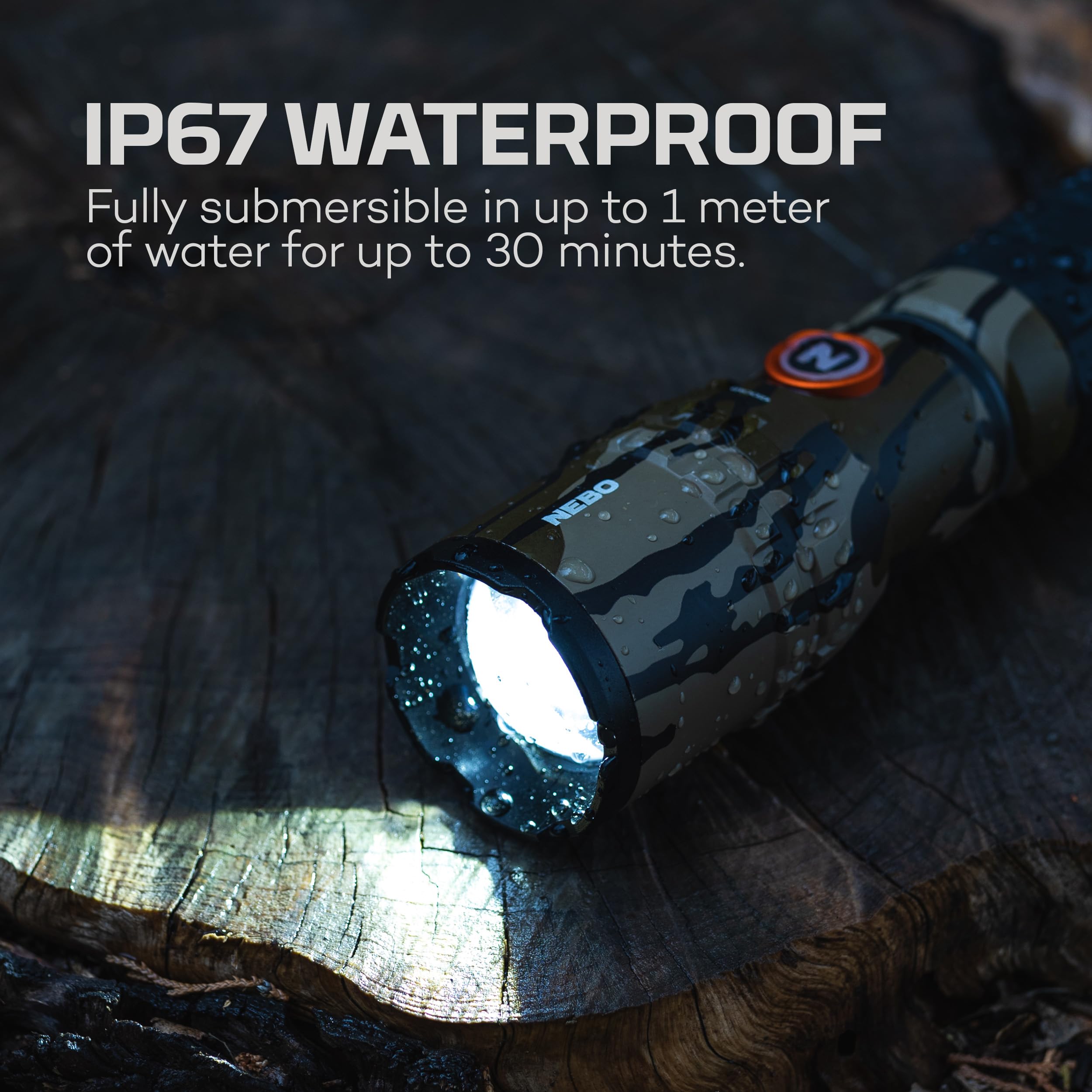NEBO SLYDE KING Flashlight - High Lumens, Rechargeable, Waterproof, Magnetic Base, Camo, One Size, Model NEB-FLT-1021