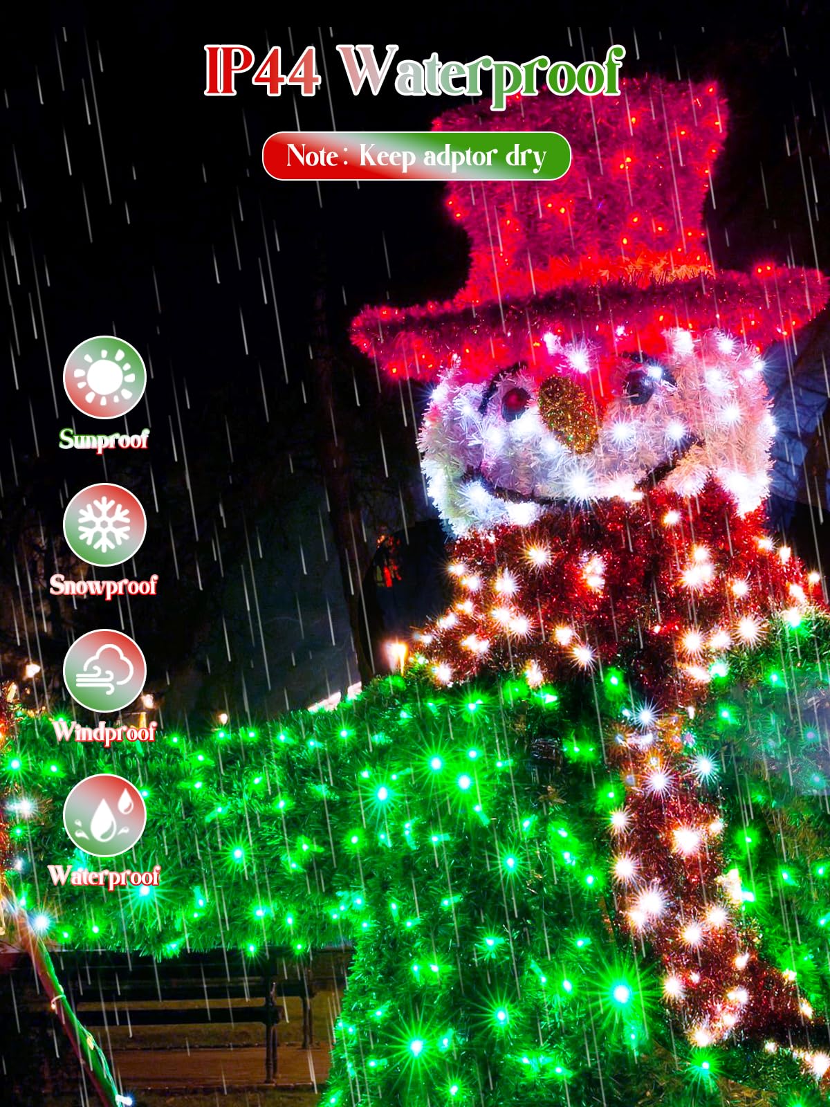 800 Led Christmas Slow Twinkle Cluster Lights  Fire er Fairy Lights With 15 Modes & Timer Function  Waterproof String Lights For Indoor Outdoor Tree Christmas Decorations  Red Green And White