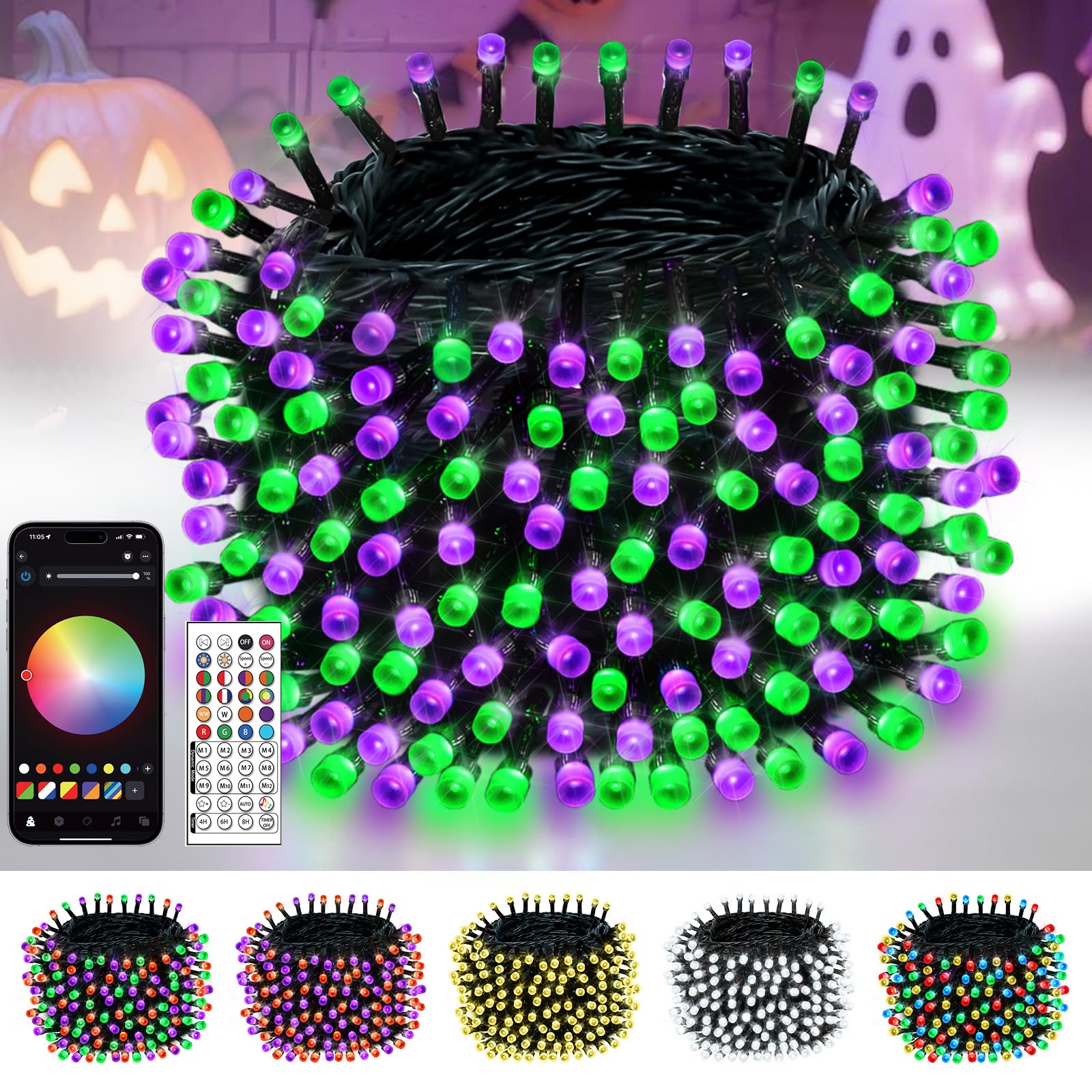 OZS Smart Color Changing Christmas String Lights, 82FT 200LED, App Control, Waterproof, Indoor/Outdoor, Model GP-SW290DC0310-IP44