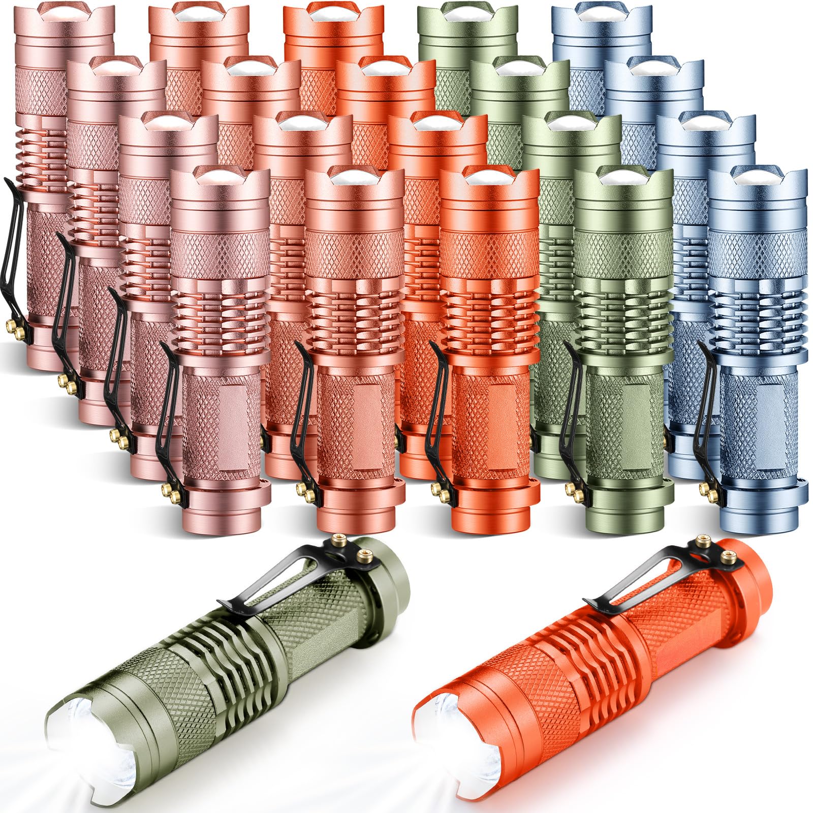 Fumete LED Flashlight Mini Tactical Torch 3 Modes Adjustable Focus Water Resistant Pocket Light Multicolor