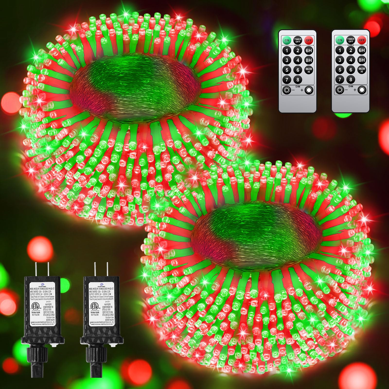 JIXXULVU Total 710FT 1800 LED Christmas Lights Extra LongOutdoor String Waterproof  Timer & Memory  8 Modes Dimmable Plug in Fairy for Outside Tree Holiday Party Wedding Decor  Red and Green