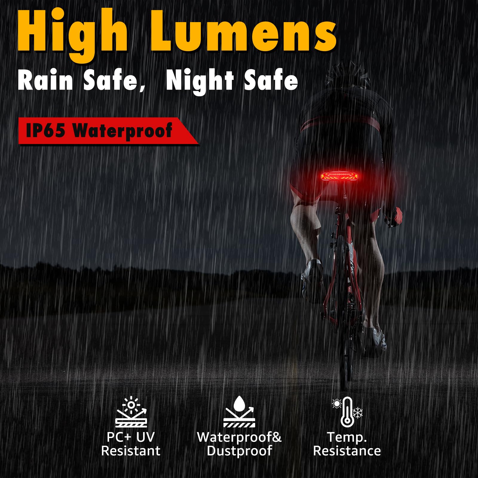 NineLeaf Smart Bike Seat Tail Light Kit - Anti-Theft Alarm, USB Rechargeable, IP65 Waterproof, Includes Seatpost & Saddle Bracket, Model KS-SF31