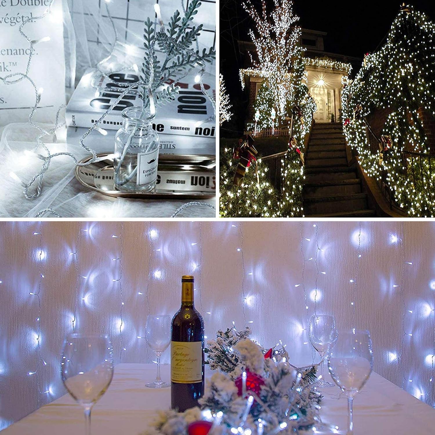 Illuminew 300 Led Outdoor Indoor String Lights, Safety Plug In 8 Modes Christmas Summer Decorations, Twinkle Lights,108 Ft Wire