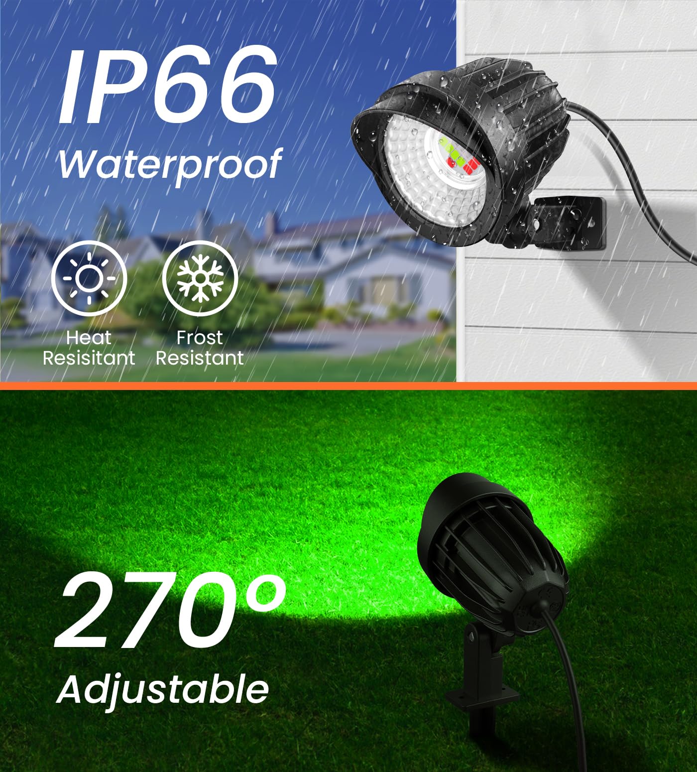 MEIKEE 15W RGB Landscape Spot Lights - 8 Pack, Color Changing, Remote Control, IP66 Outdoor Lighting for Christmas & Halloween