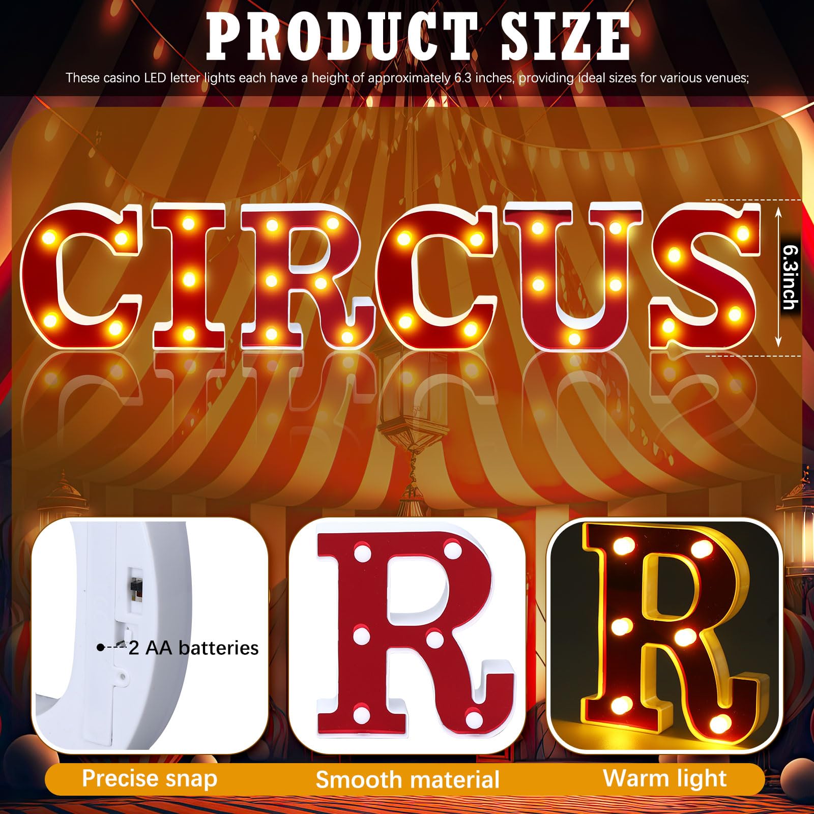 Aurelema Light Up Letters Sign - Battery Powered LED Alphabet Decor - Warm Light