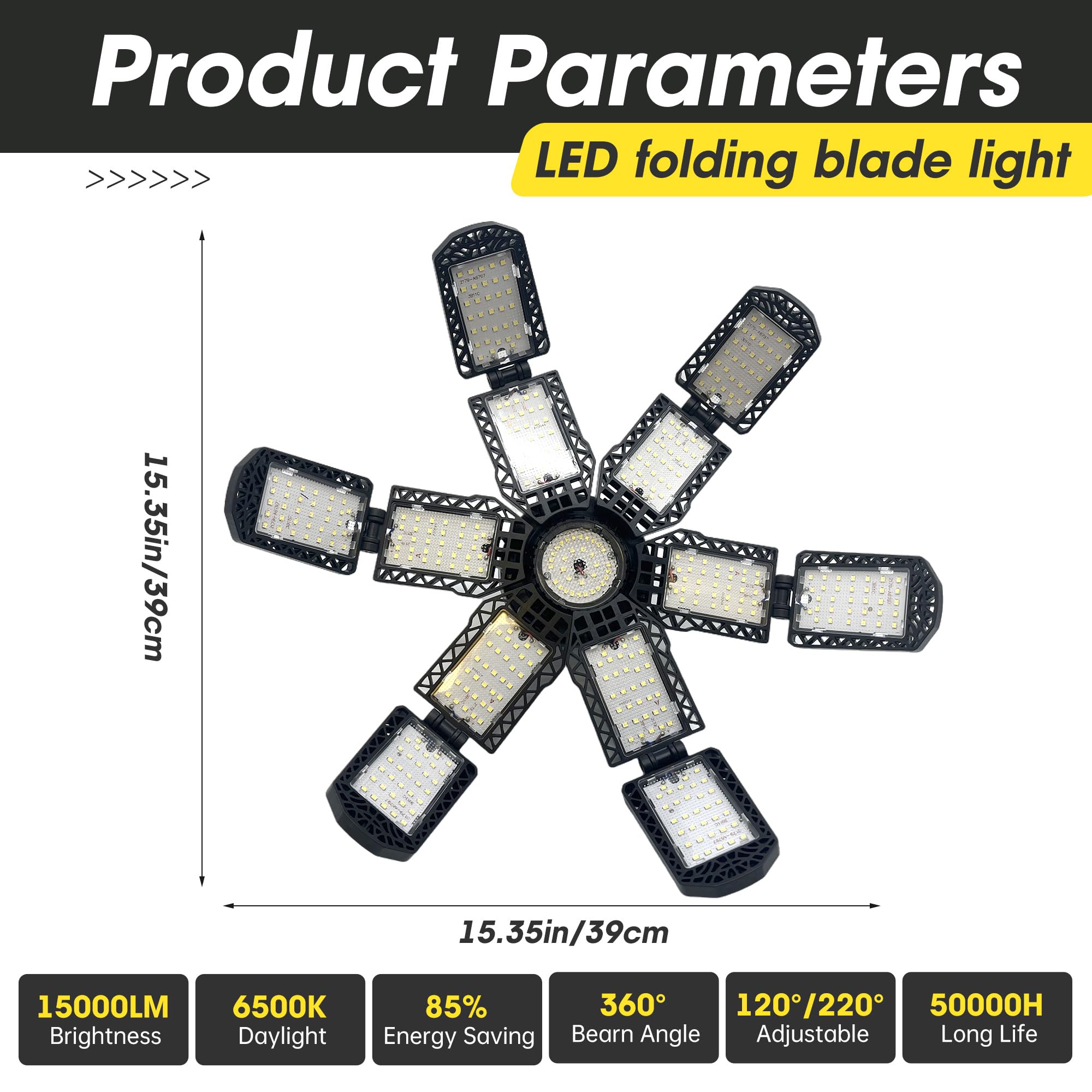 Pinsai 2 Packs Led Garage Light,Super Bright Screw In E26/E27 Ceiling Shop Work Lamp, 280W 30000 Lumen Deformable Basement Bulb