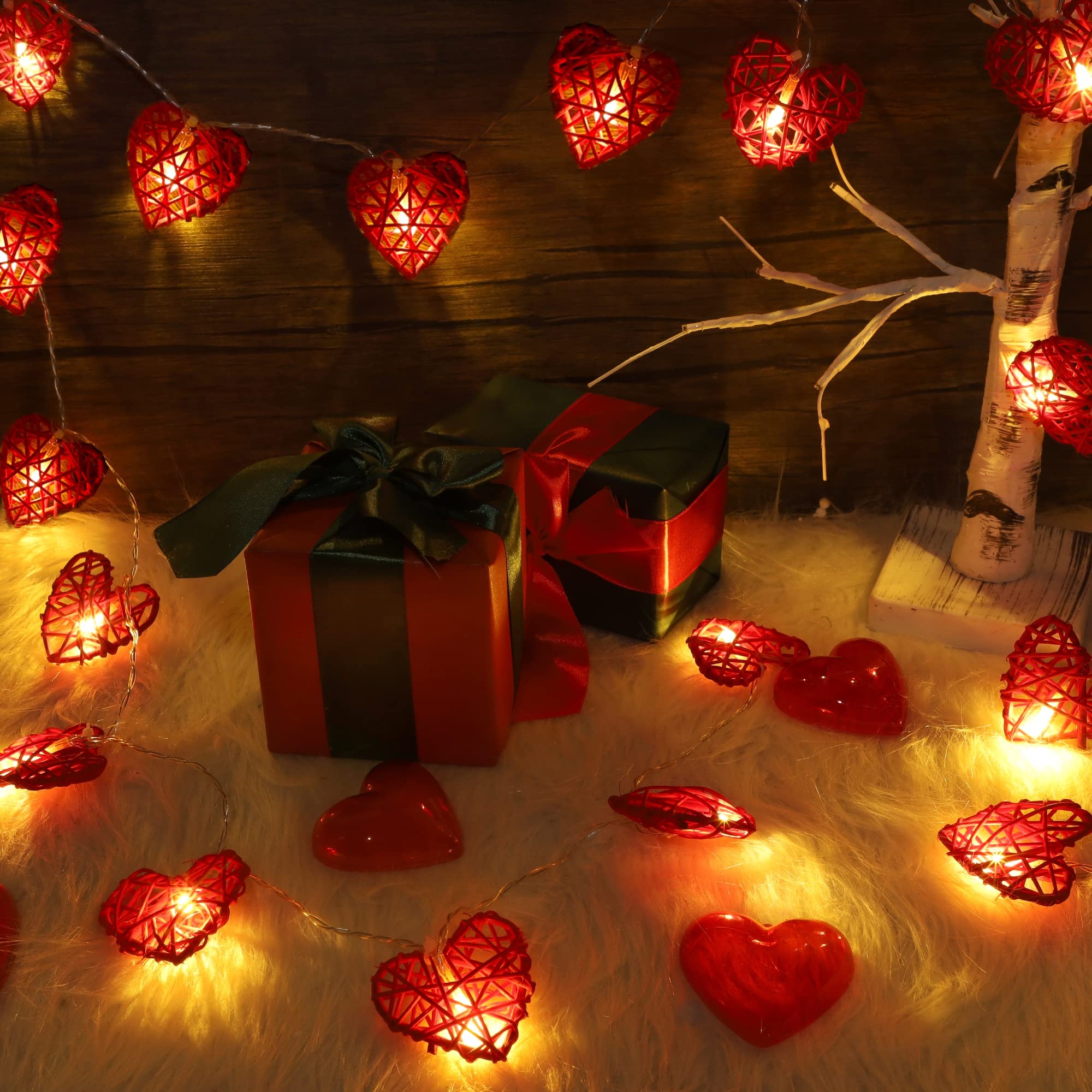 Happy Trees Valentine'S Day String Lights, 10 Ft 20 Led Heart Shape String Light, Romantic Fairy Lights Battery Operated Timer, Valentine Decor For Indoor Outdoor Wedding Anniversary Holiday Party