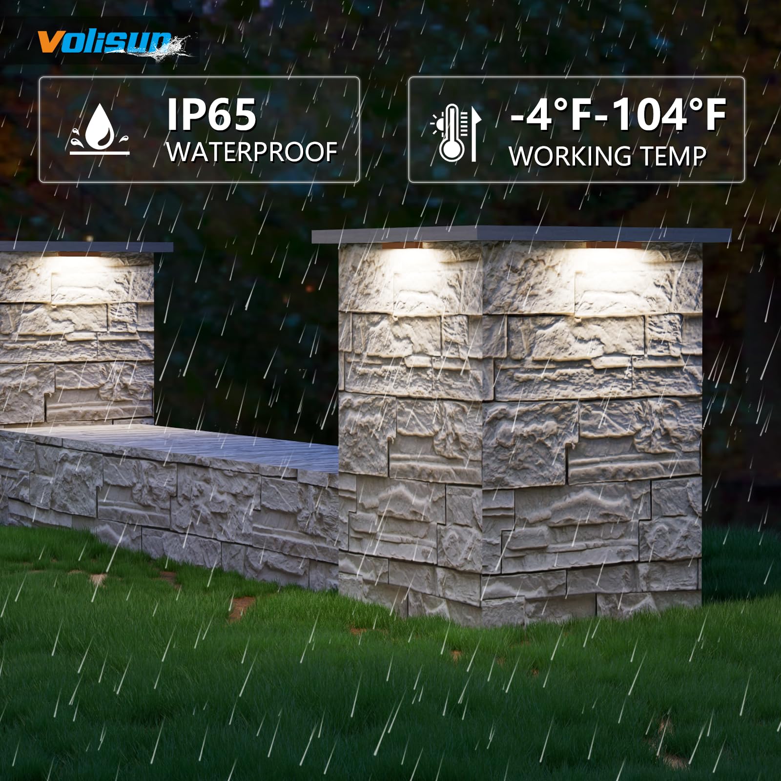 VOLISUN 8 Pack 7 Inch Waterproof LED Hardscape Lighting, 5000K Daylight, Aluminum, Model JXL-ST0703
