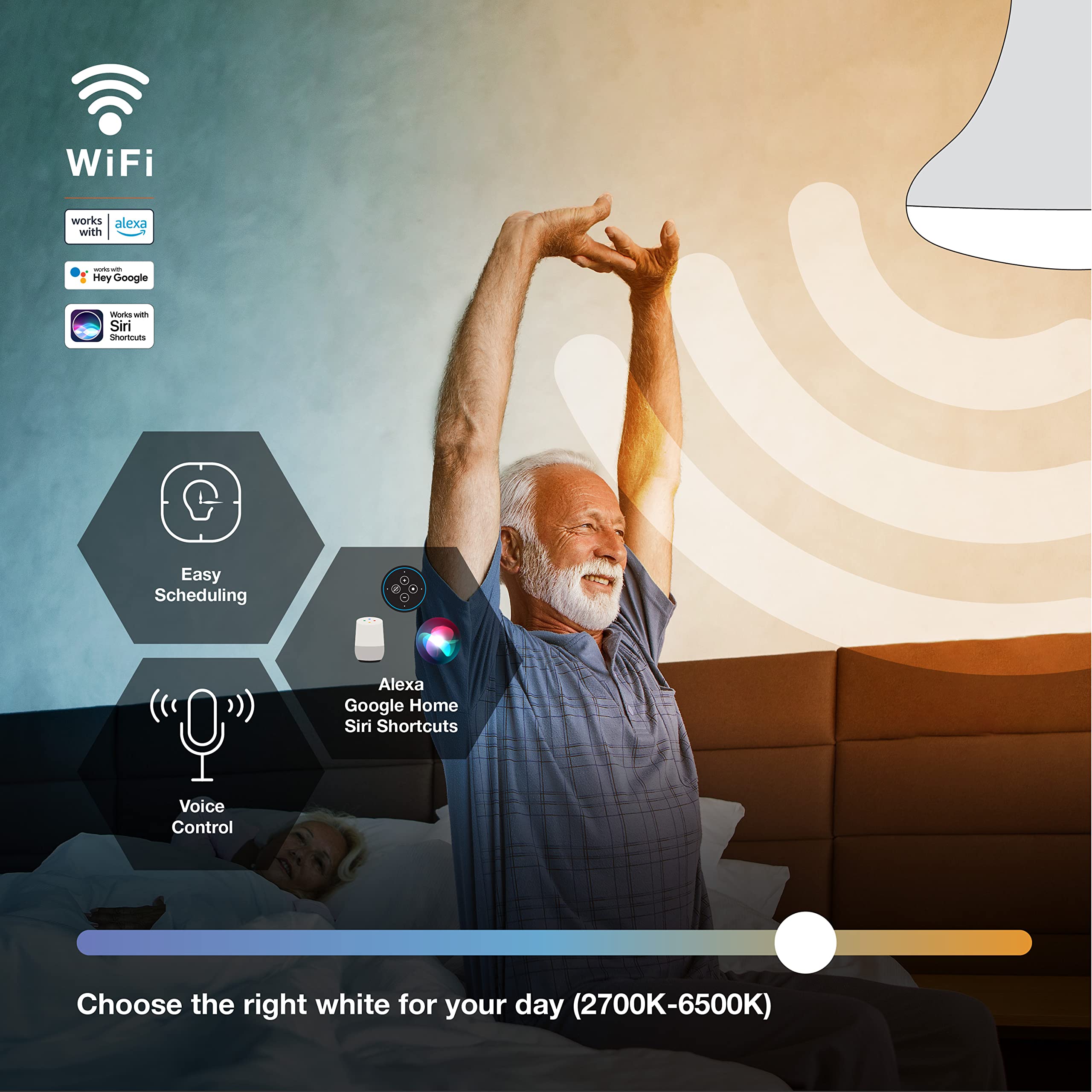 LEDVANCE Sylvania WiFi LED Smart BR30 Light Bulb - 9W, Tunable White 2700K-6500K, Energy Star, Frosted, 1 Pack,