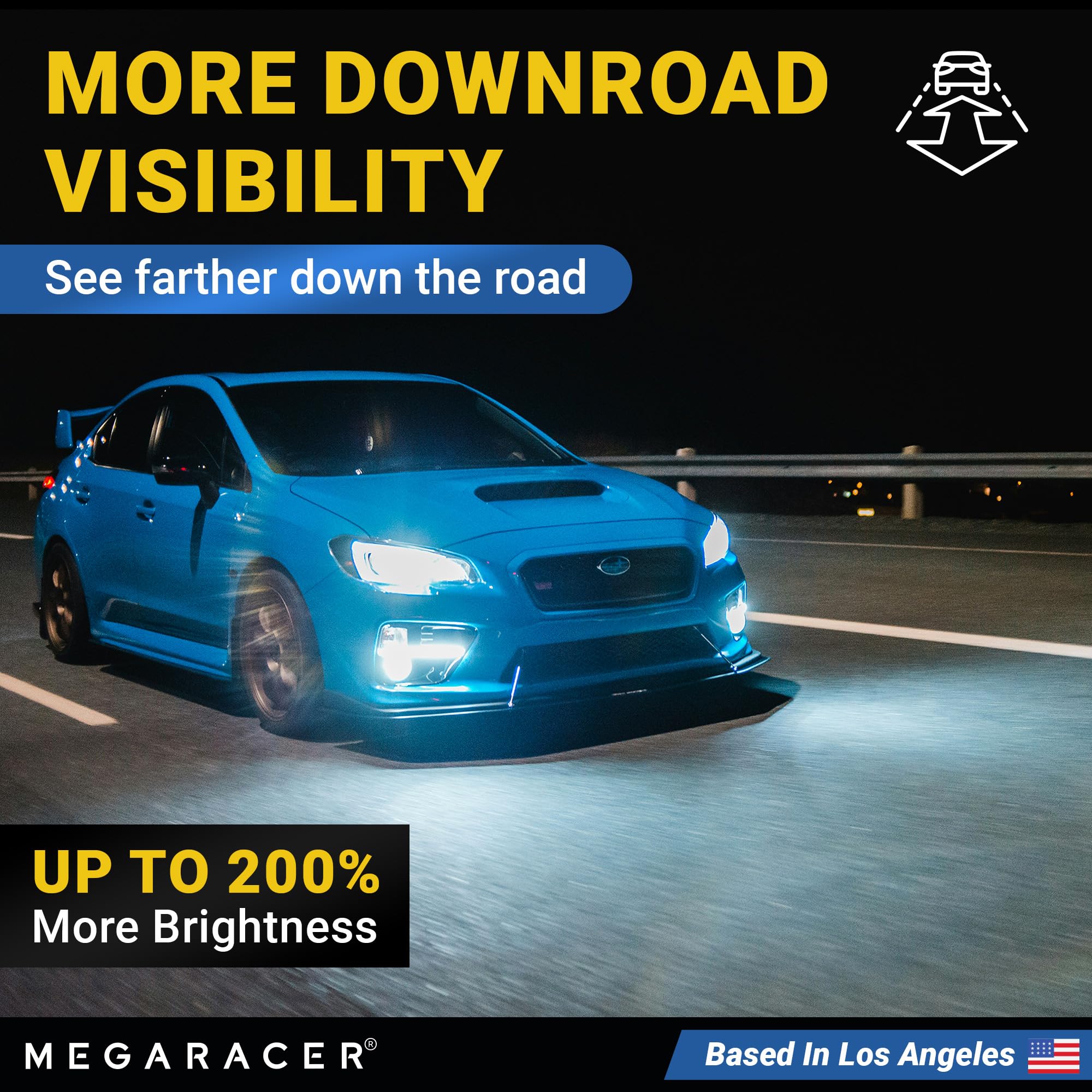 Mega Racer Premium 9006 9005 Halogen Headlight Bulbs Combo - 12V, 55W/65W, DOT Compliant, Brighter White Light for Cars