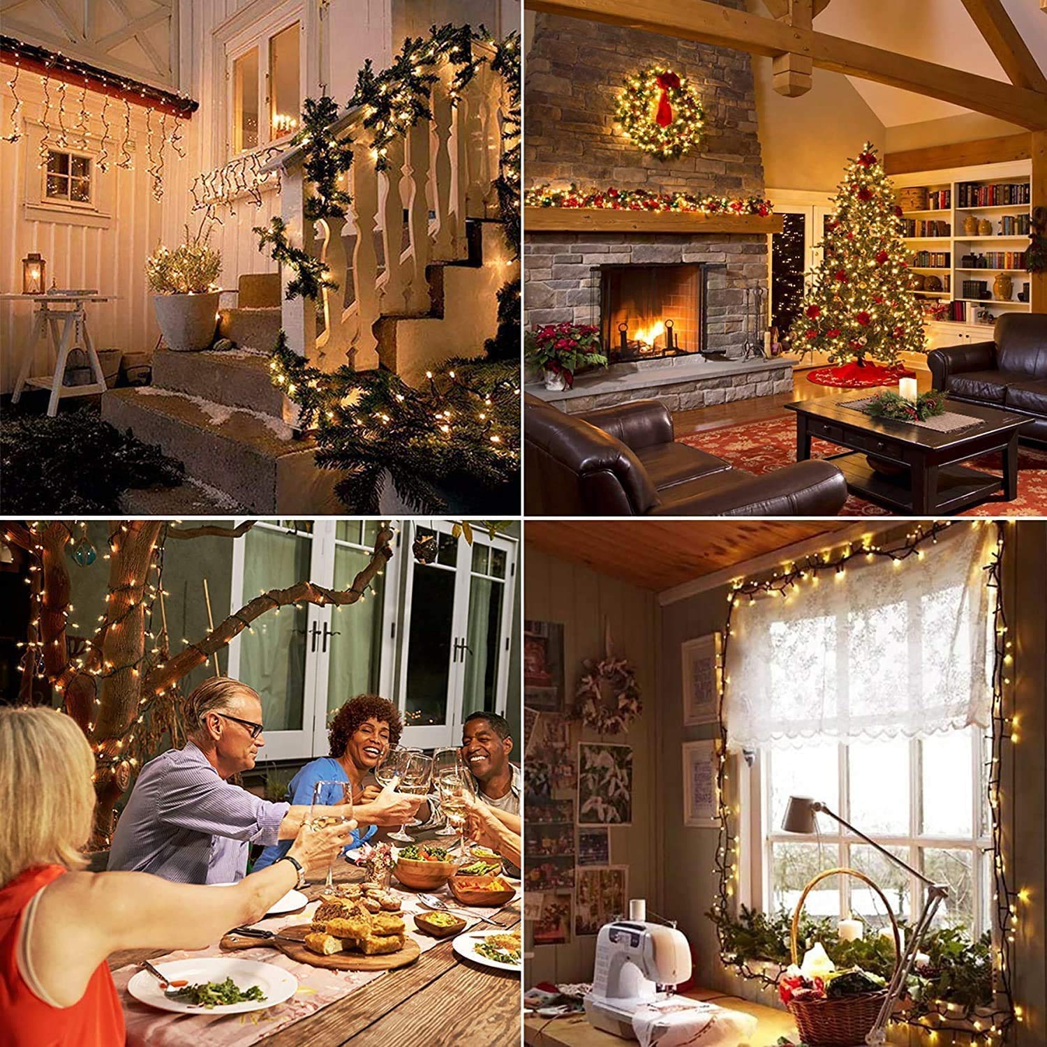 JMEXSUSS 500 LED Warm White Christmas Lights, Waterproof Green Wire, 8 Modes, Indoor/Outdoor, Model EXS-S-0500