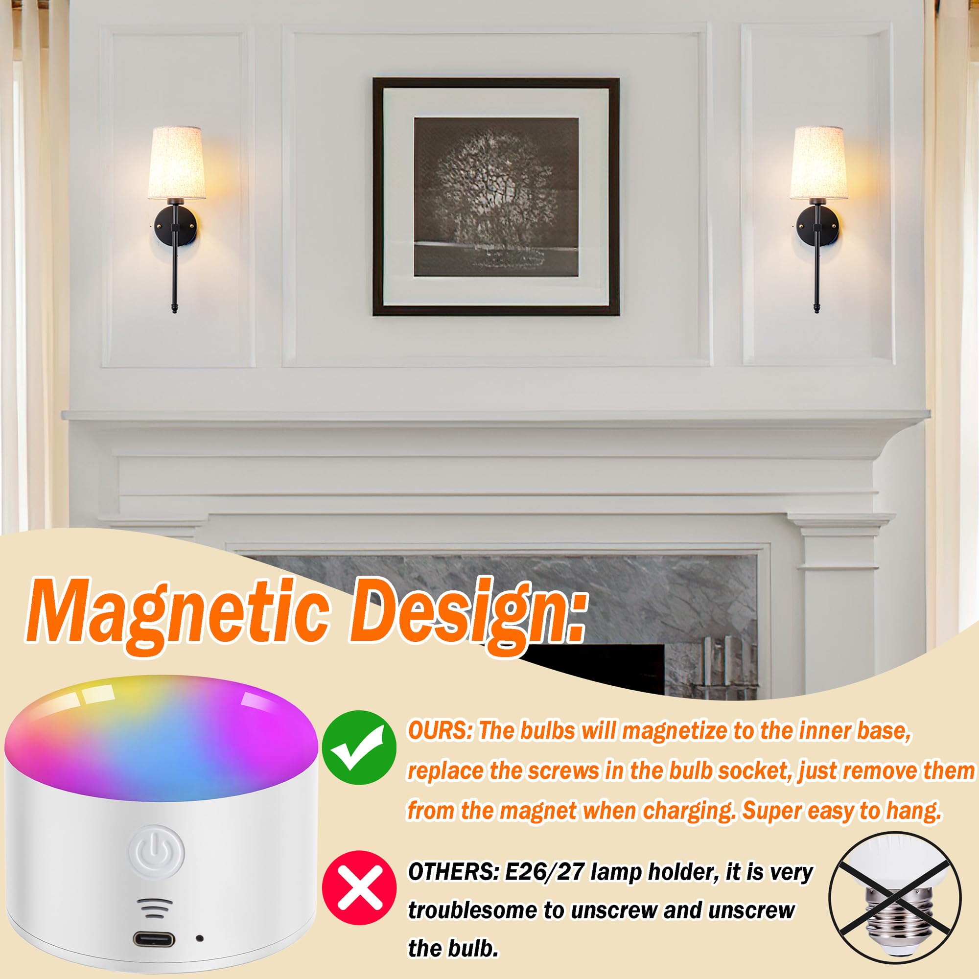 Battery Operated Wall Sconce Set Of Two With Remote Control, Indoor Not Hardwired Dimmable Battery Operated Wall Sconce Light Fi