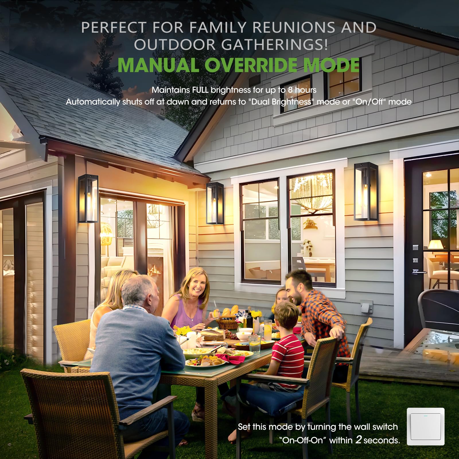 CRIRY Motion Sensor Wall Sconce Lights 2-Pack, 15.3" Waterproof Black Outdoor Fixtures, Model CR-WL604B-BK