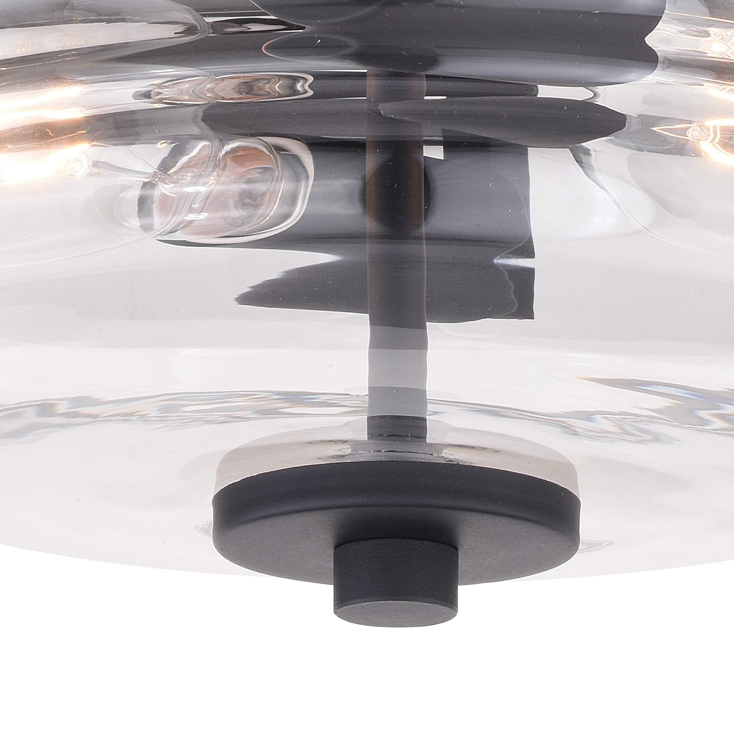 VAXCEL Toledo Flush Mount Ceiling Light Fixture, 13-in, Matte Black, Clear Glass, Model C0232