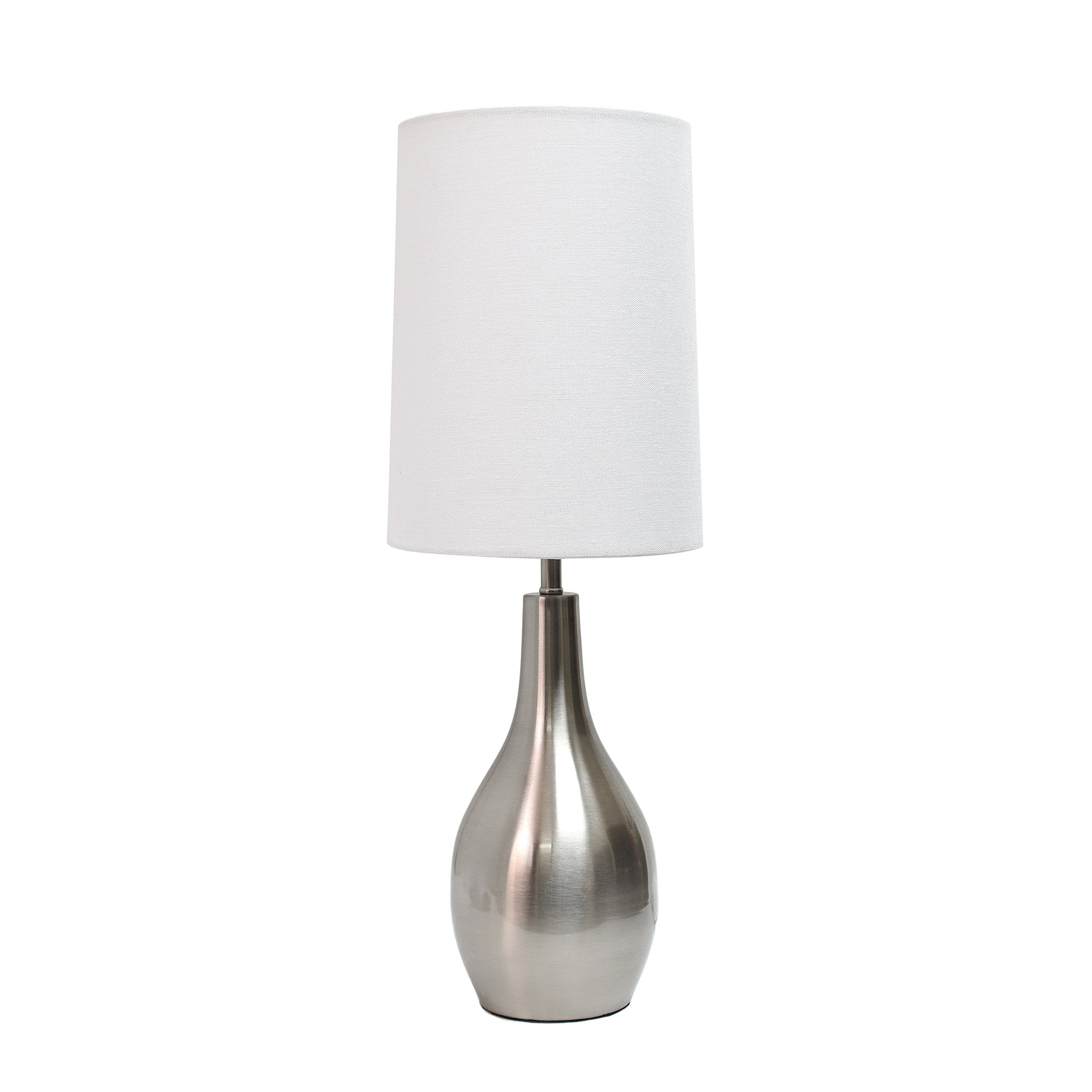 Simple Designs Lt3303-Bsn 1 Light Tear Drop Table Lamp, Brushed Nickel, 7 X 7 X 19.5
