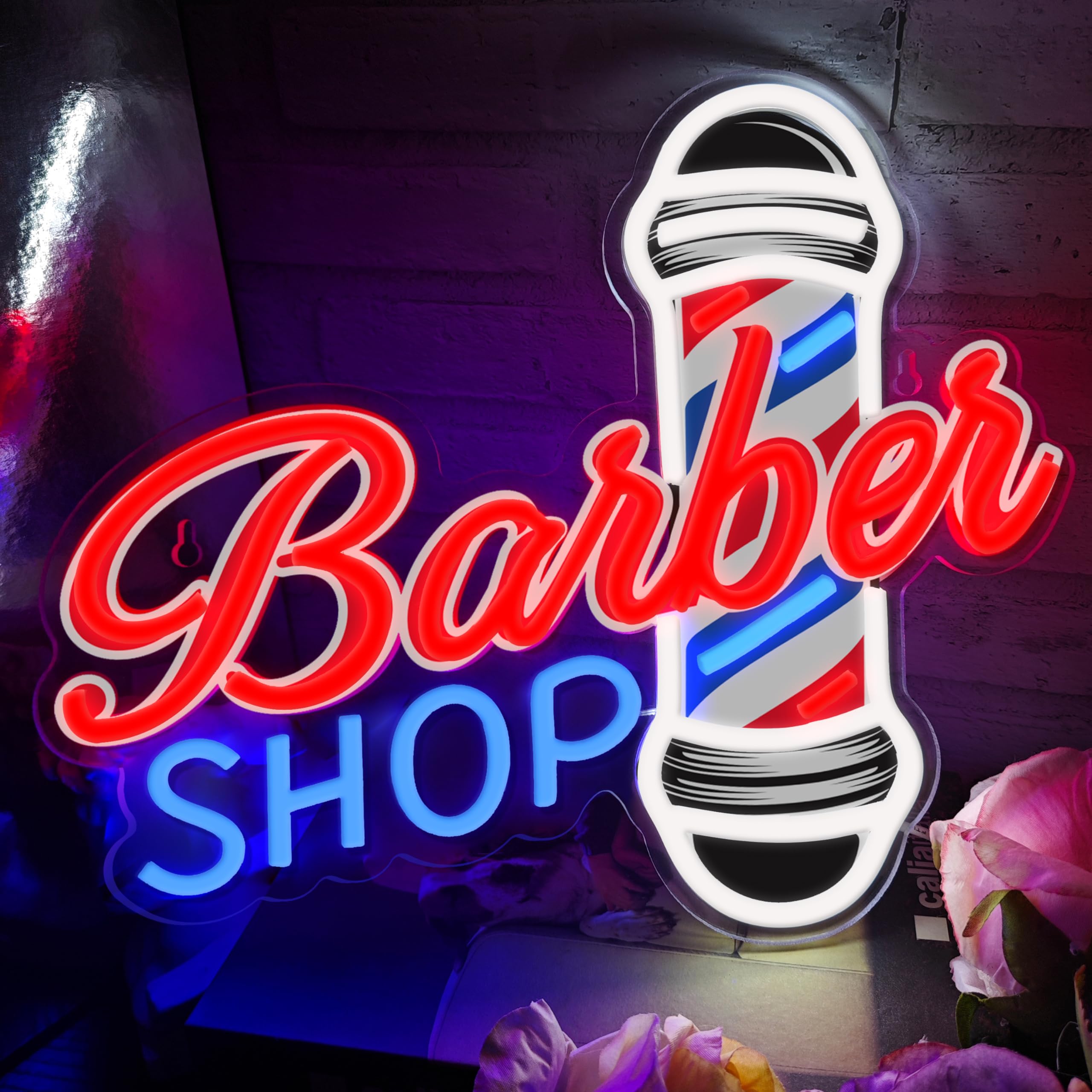 Barber Shop Neon Sign For Wall Decor Led Barber Pole Neon Light Bright Barbershop Window Sign For Storefront  Salon  Haircut Shop Decor Usb Powered