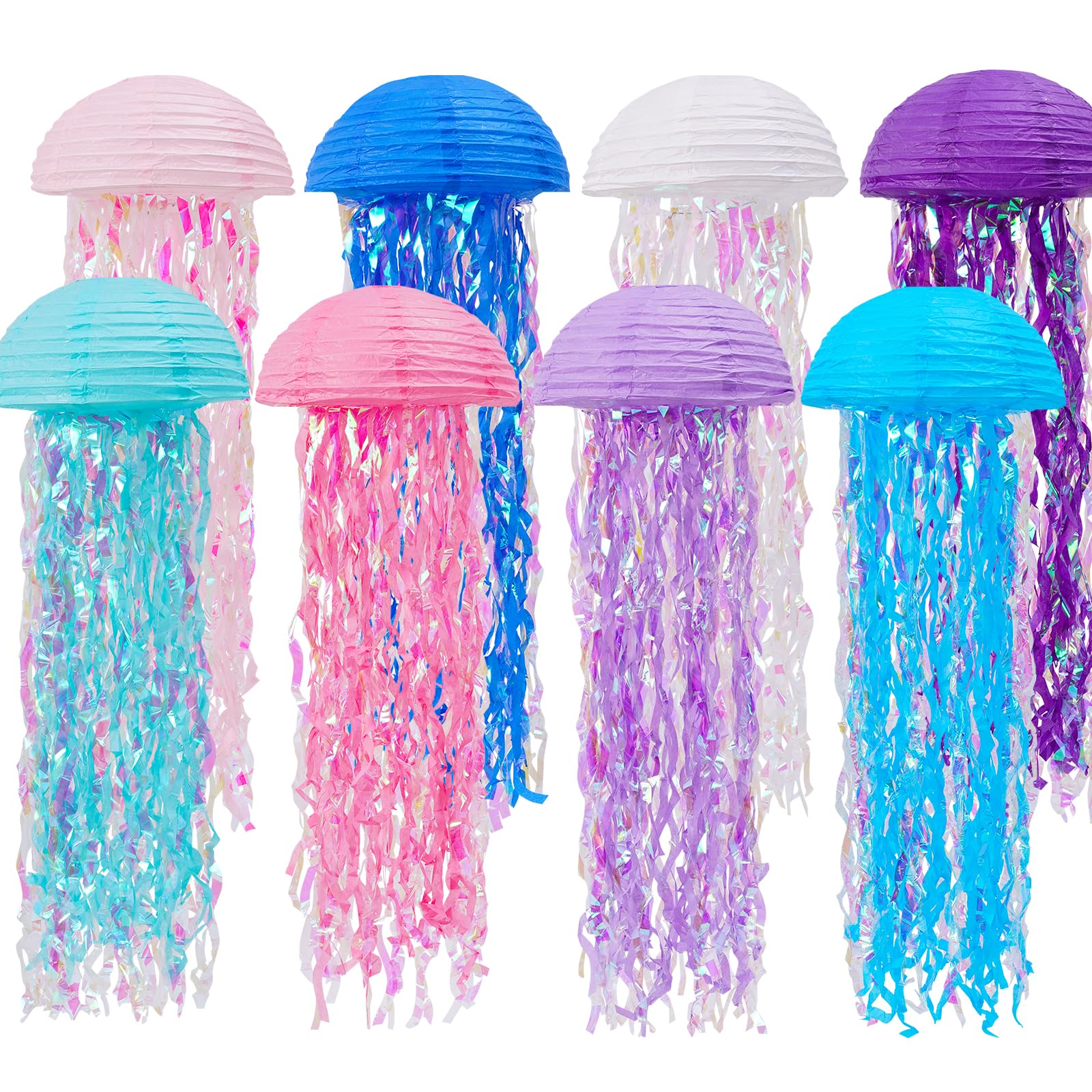 YUNXUAN Mermaid Birthday Decorations, Jellyfish Paper Lanterns Pink Purple Blue White Hanging Lantern for Mermaid Birthday Party