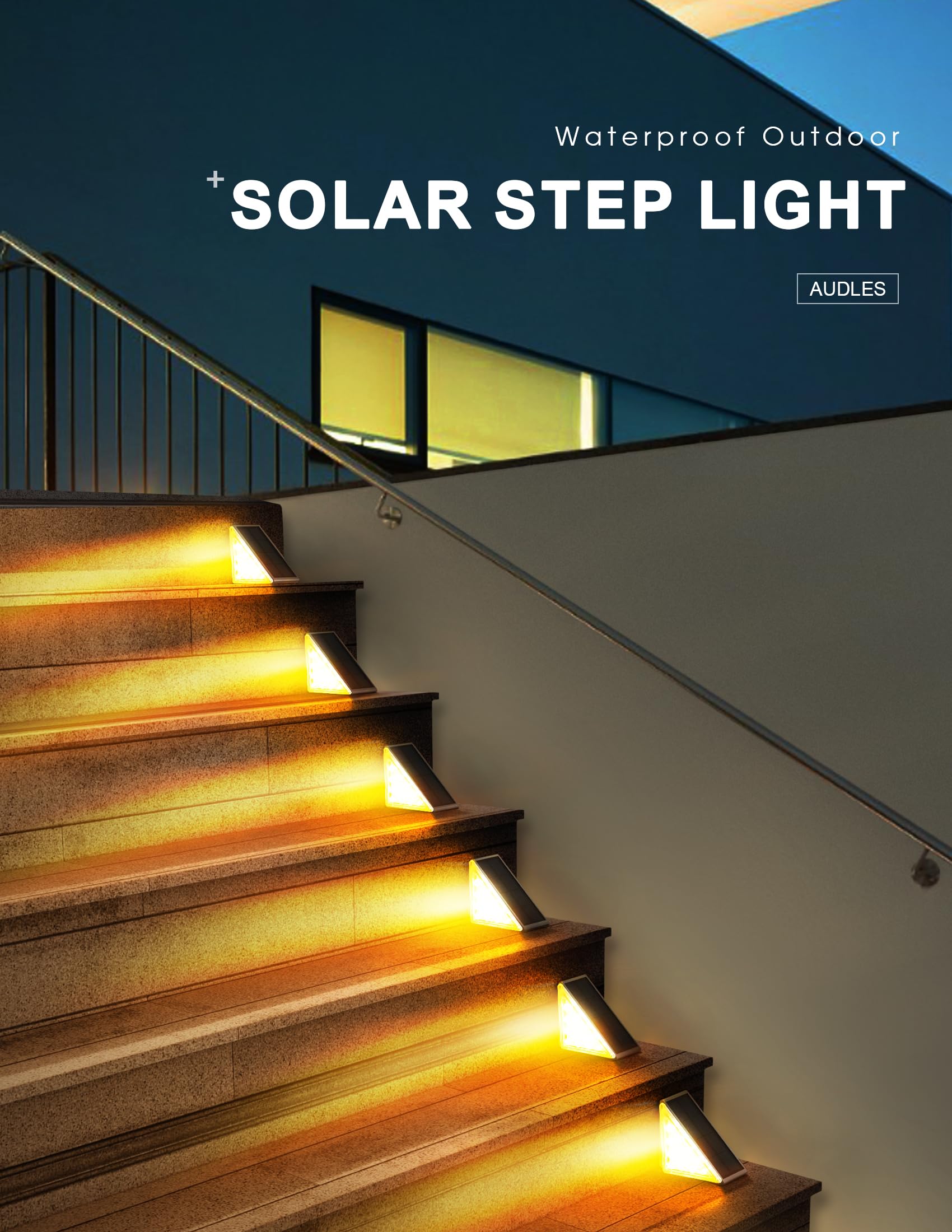 AUDLES LED Solar Step Lights, Waterproof Warm White 12 Pack, IP67 for Outdoor Use, Perfect for Yard, Patio, Garden, Walkways, Driveway