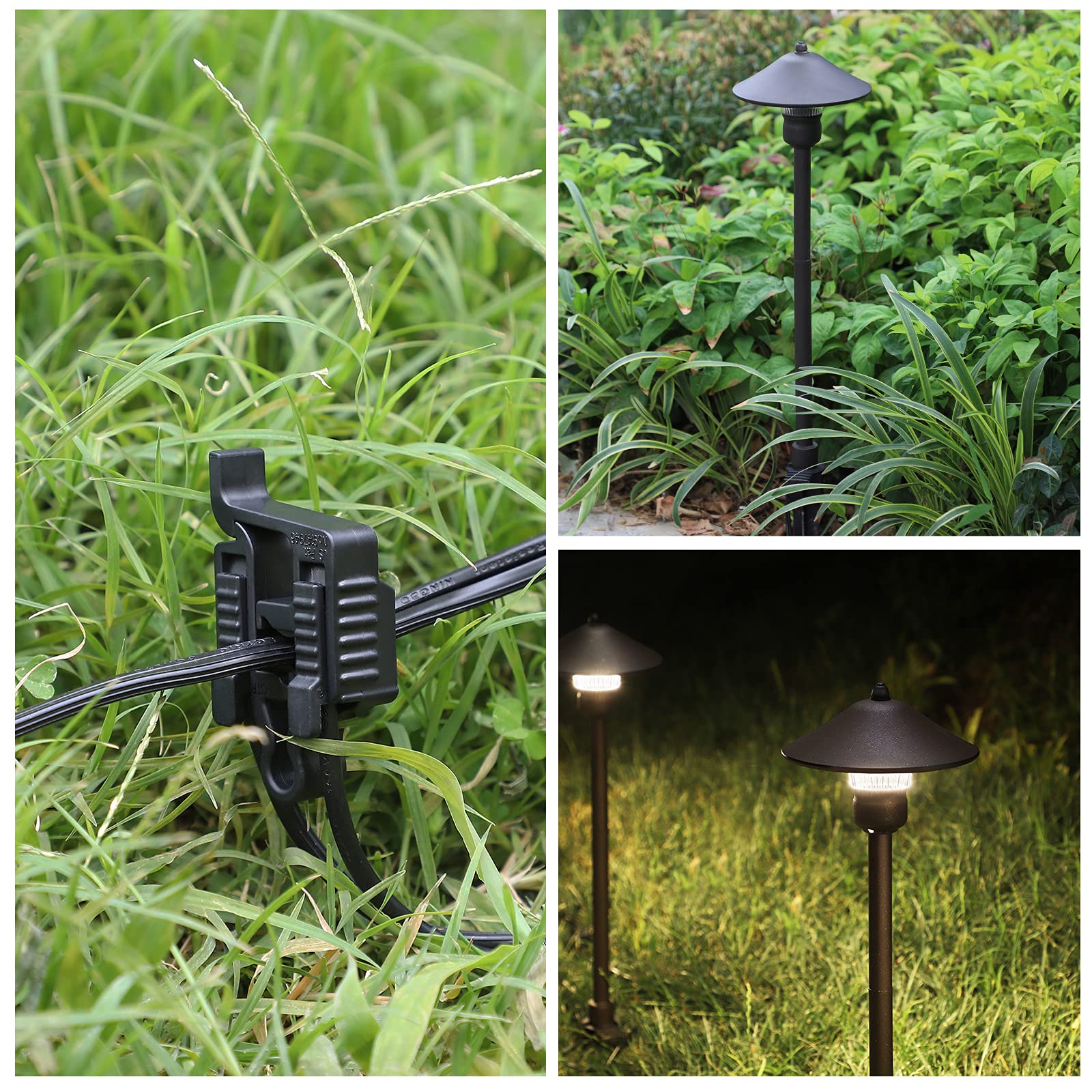 EDISHINE 6-Pack Low Voltage Wire Connectors, Waterproof for Landscape Lighting, UL Listed, Compatible with 10-18 Gauge, Black, Model HLVC23A