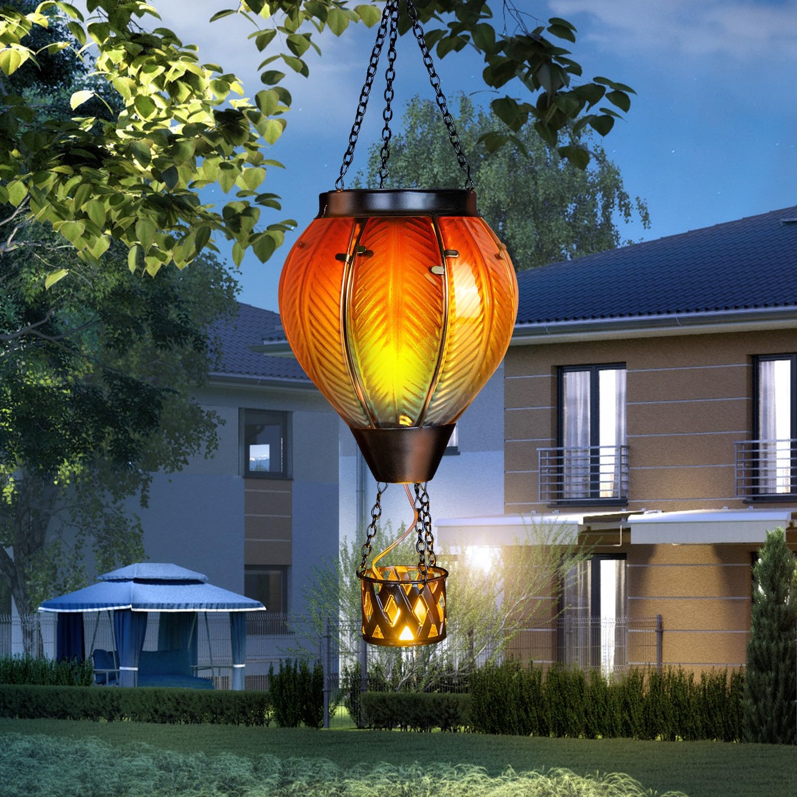 Gibmidser Hot Air Balloon Solar Lantern, Solar Powered Hot Air Balloon Lights Outdoor Hanging Solar Lanterns Waterproof For Garden Porch Yard Patio Pathway Decorations