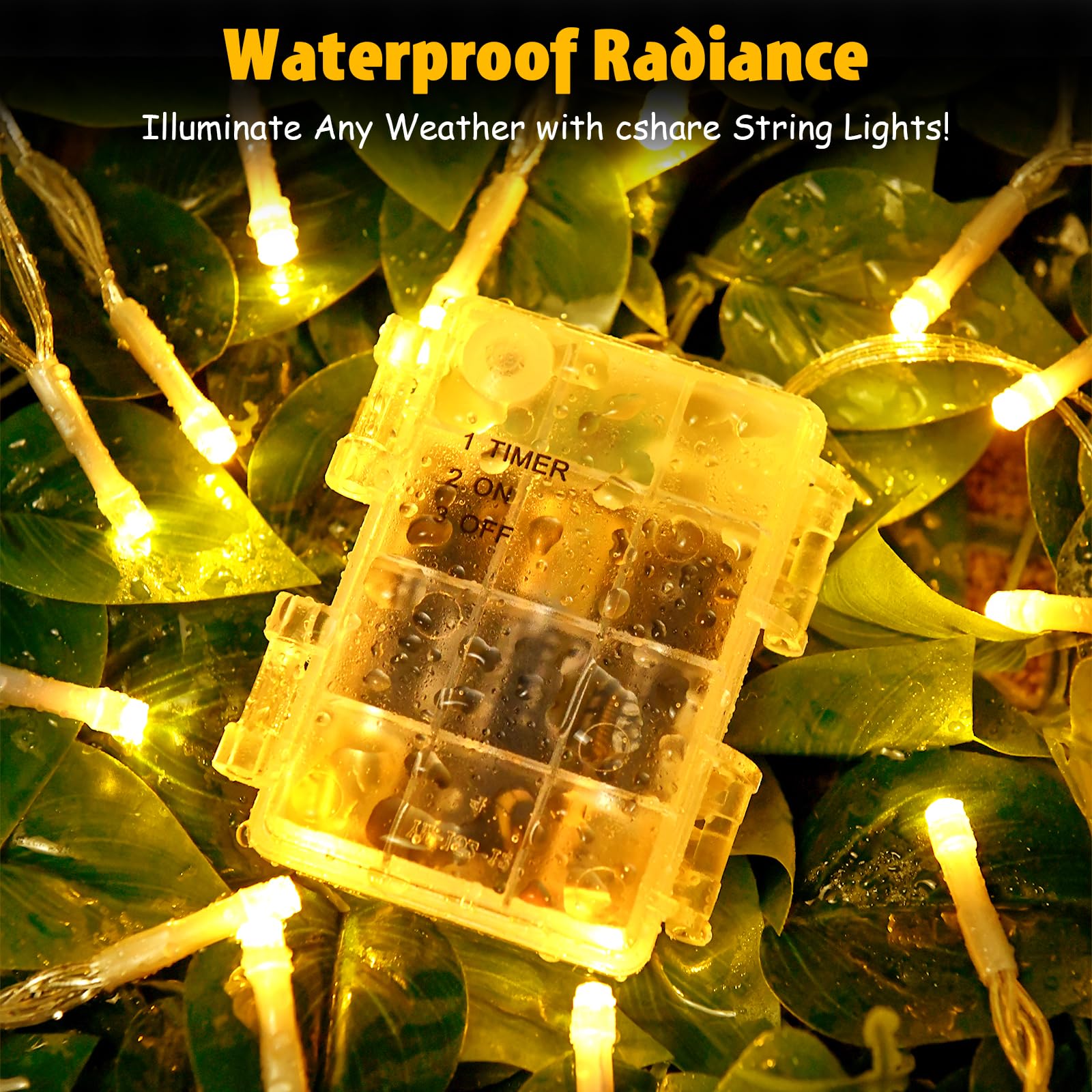 Cshare String Lights Outdoor Waterproof 9.8Ft 30 Led, Warm White Fairy Lights Battery Operated With Timer Clear Wire For Indoor