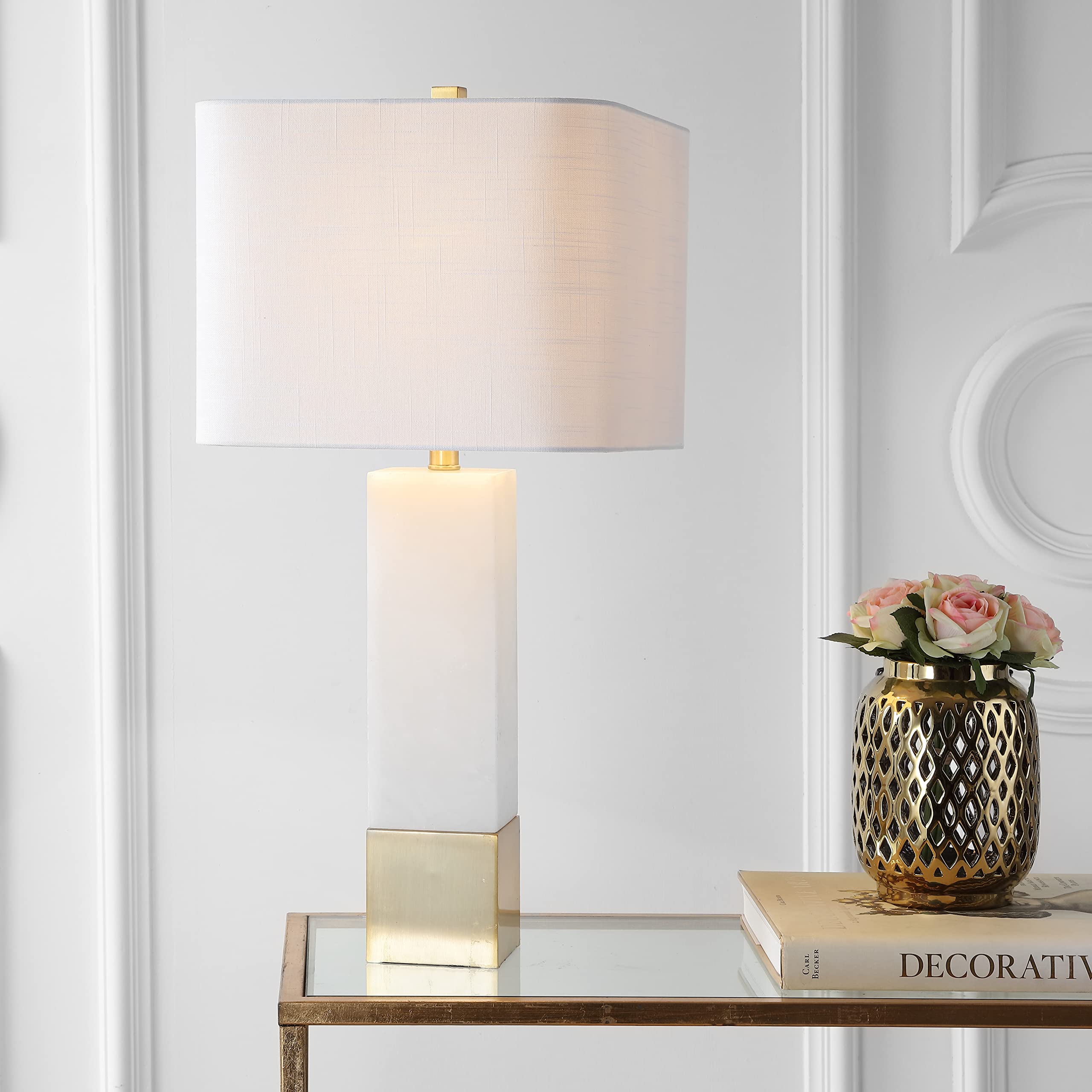 Jonathan Y Jyl5009A Jeffrey 29'' Metal/Marble Led Table Lamp Contemporary Transitional Bedside Desk Nightstand Lamp For Bedroom