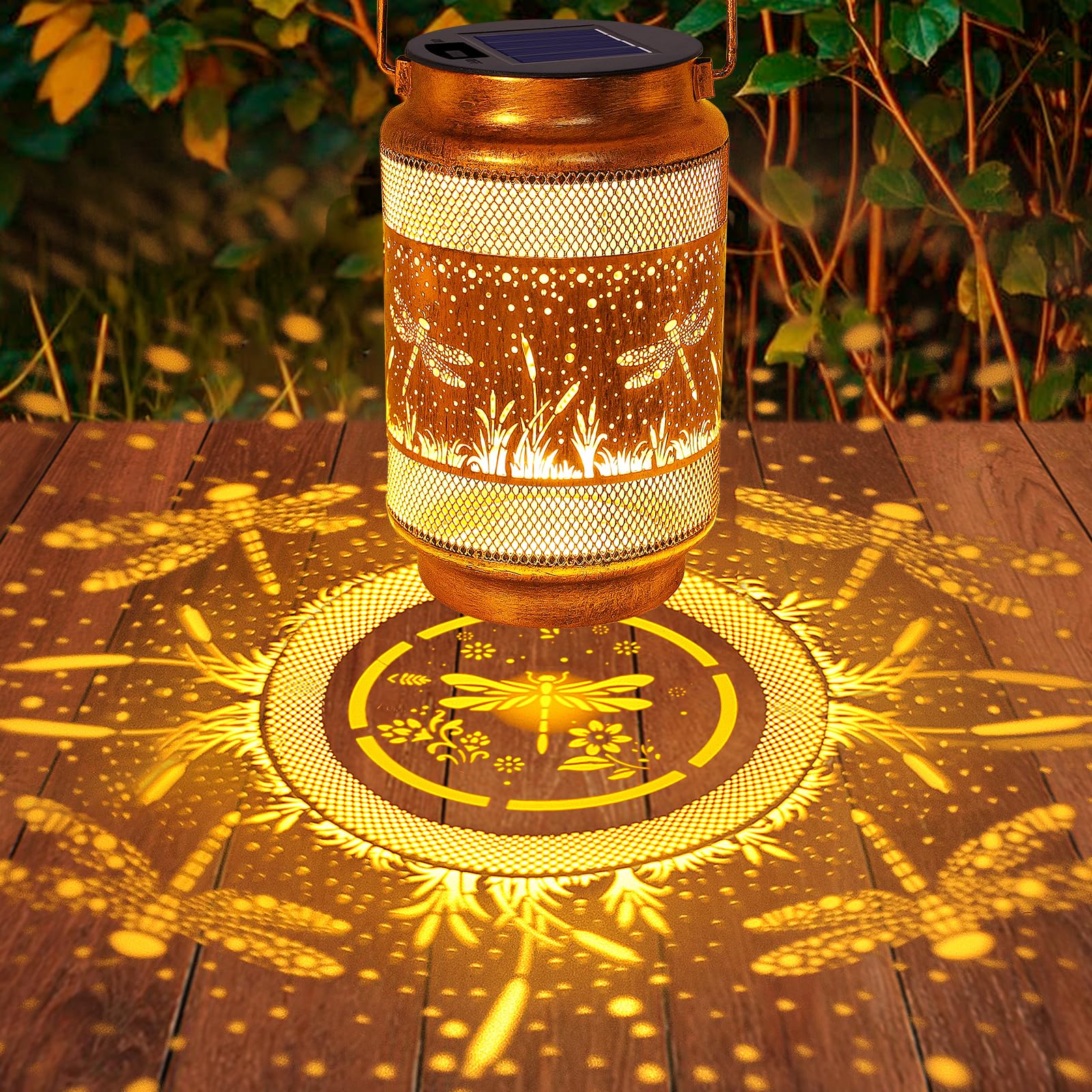 Dragonfly Solar Lanterns Outdoor Waterproof With Shepherd Hook, Birthday Gifts For Women Mom Grandma, Metal Solar Hanging Lights