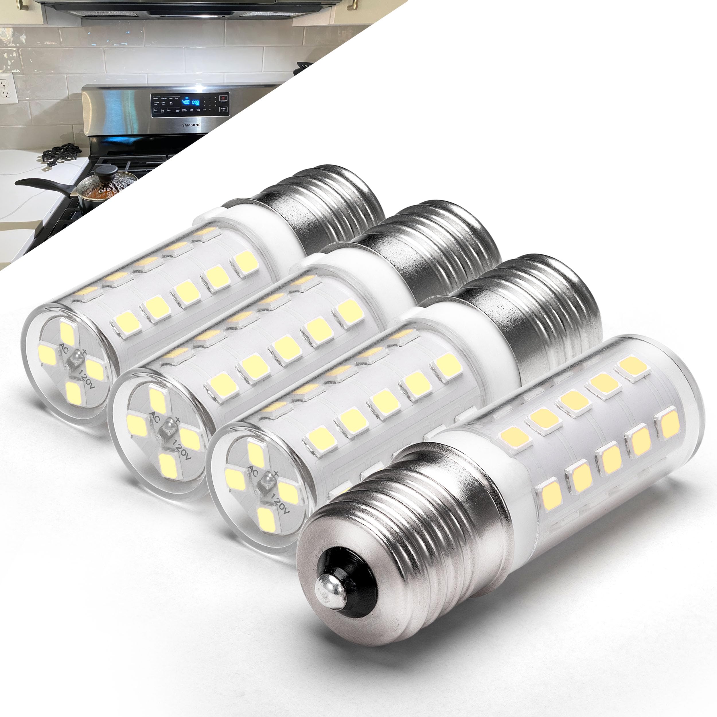 Xyanmc Microwave Oven Stove Bulb,125V 4W 450Lm E17 Led Dimmable Under Hood Microwave Bulb 40W Equivalent, 8206232A T7 Intermedia