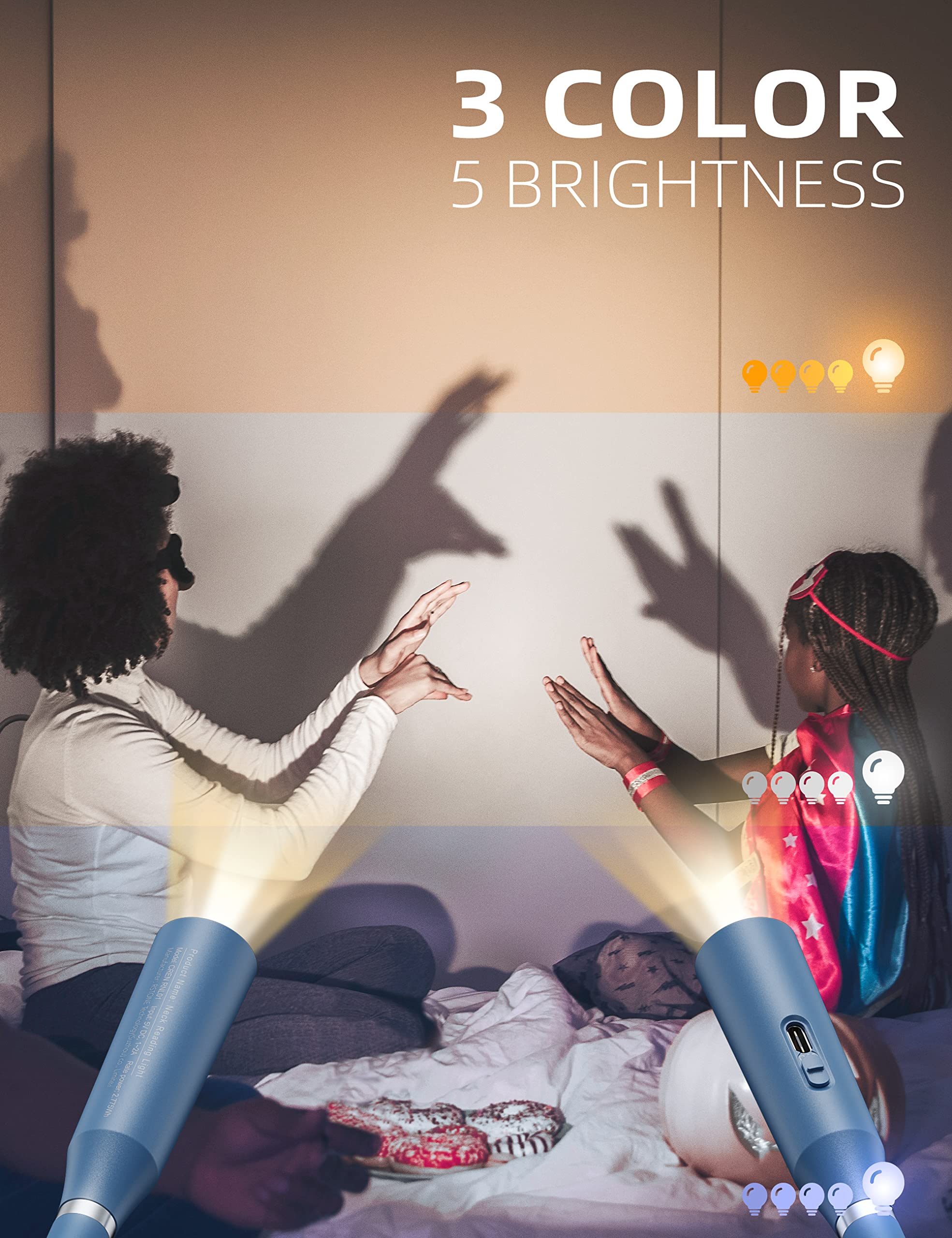 Cren Neck Light For Reading In Bed, Rechargeable Book Reading Light Around Your Neck, Flexible Arm-Neck Lights For Crafts, Readi