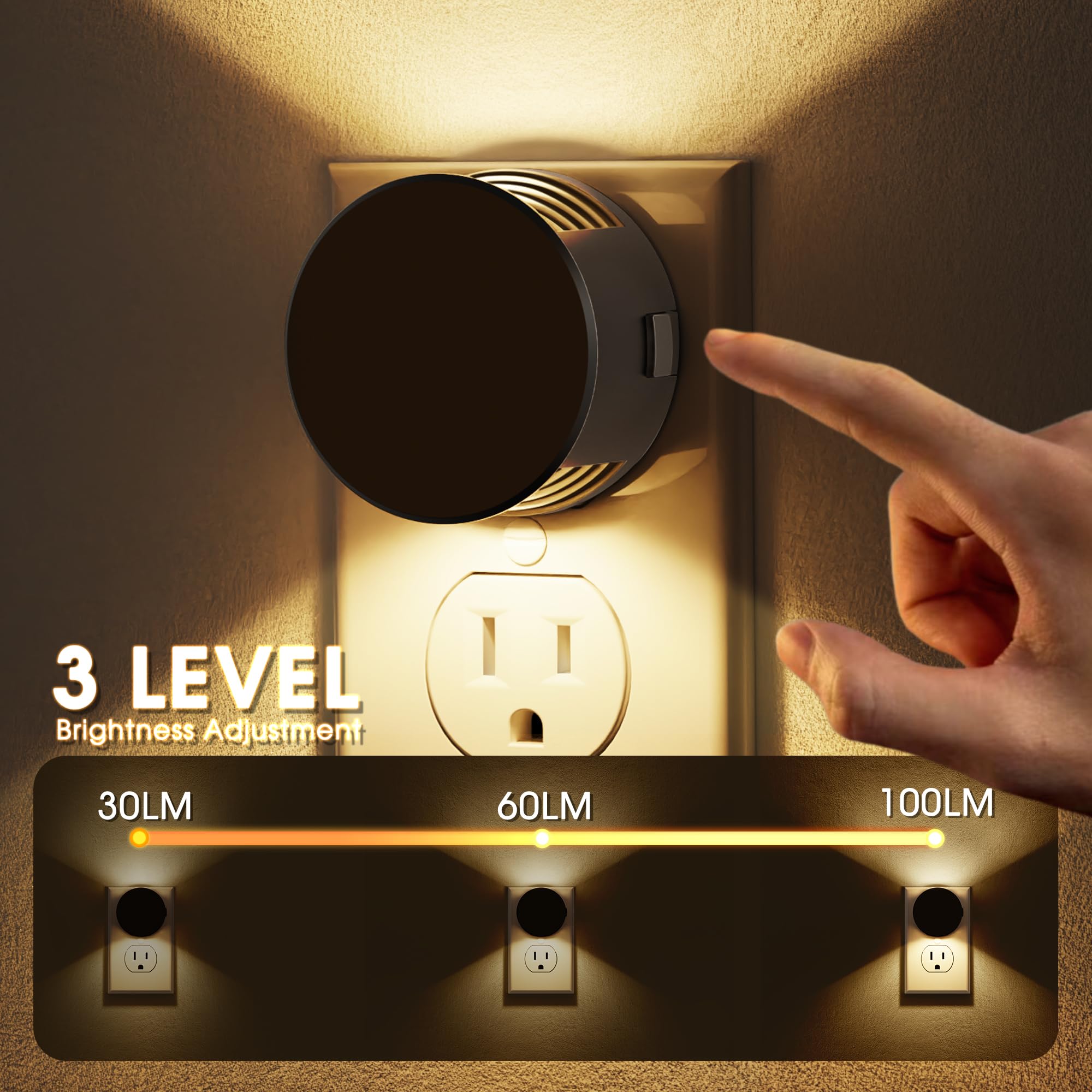 Night Lights Plug Into Wall [2 Pack], Dusk To Dawn Sensor Nightlight, Brightness Adjustable, 3000K Soft White, Dimmable Plug In