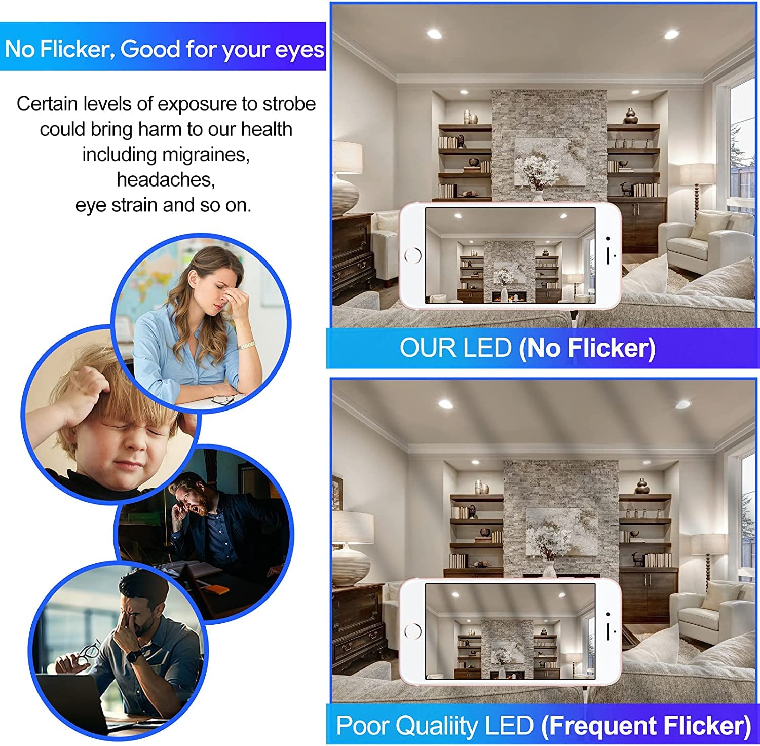 E Energetic Lighting 6 Pack 75W Br30 Led Bulbs, Dimmable, 900 Lumens,