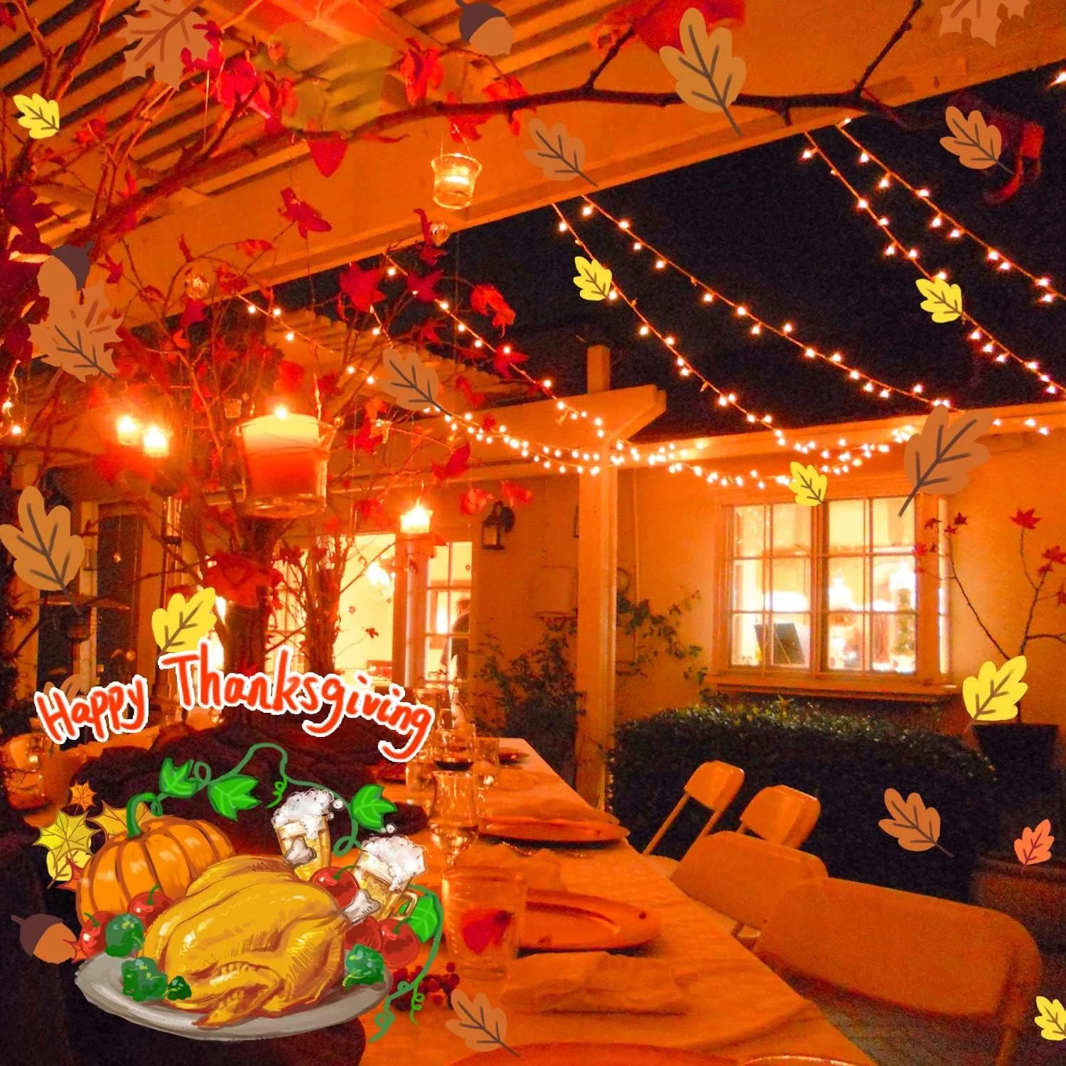 Halloween String Lights 75Ft 200 Led Fairy Twinkle Lights For Outdoor Tree Garden Patio Thanksgiving Christmas Decor
