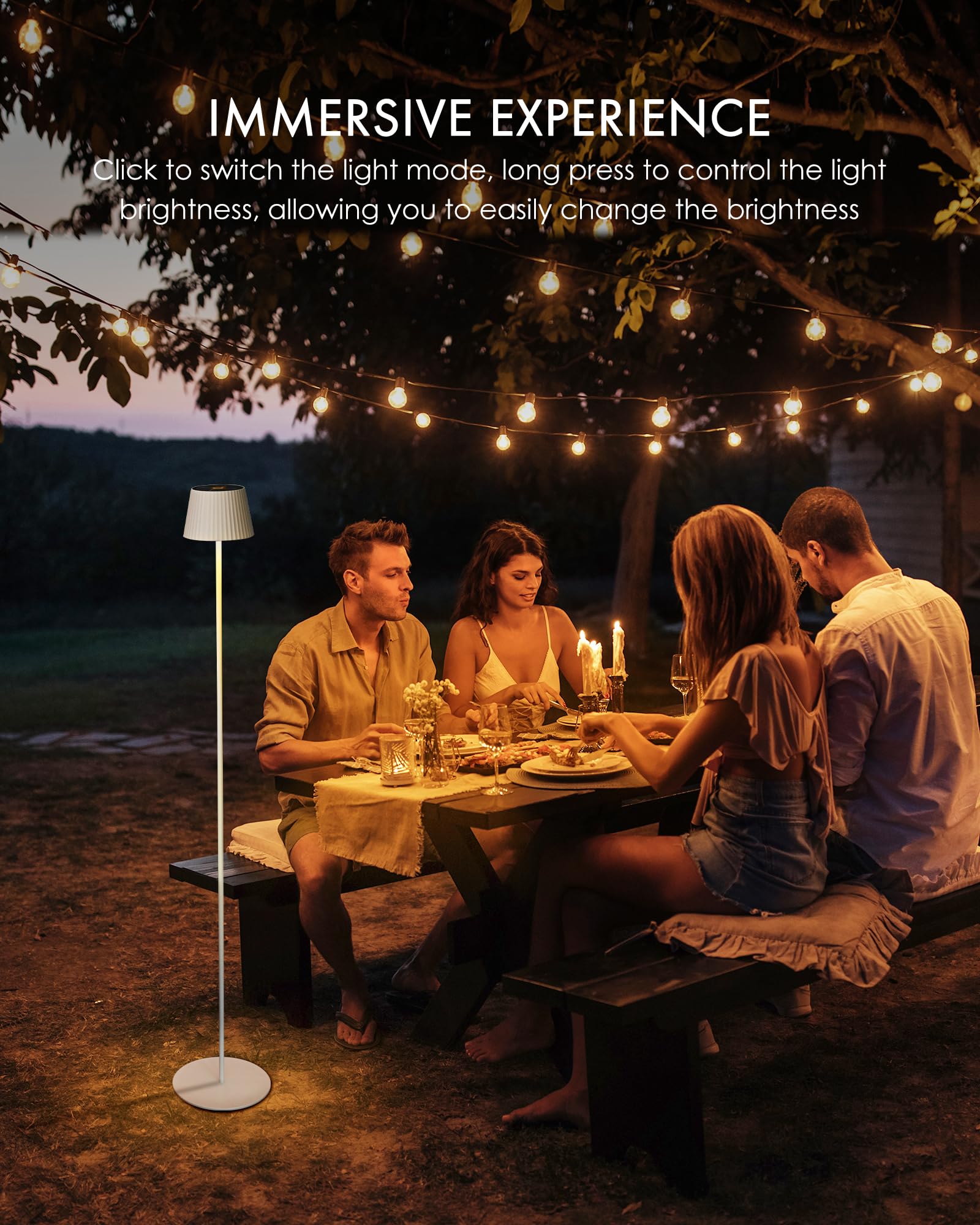 Yoolax light Solar Floor Lamp Outdoor Cordless Floor Lamps for Outdoor and Indoor, IP54 Water Resistant, Dimmable LED Floor Lamp