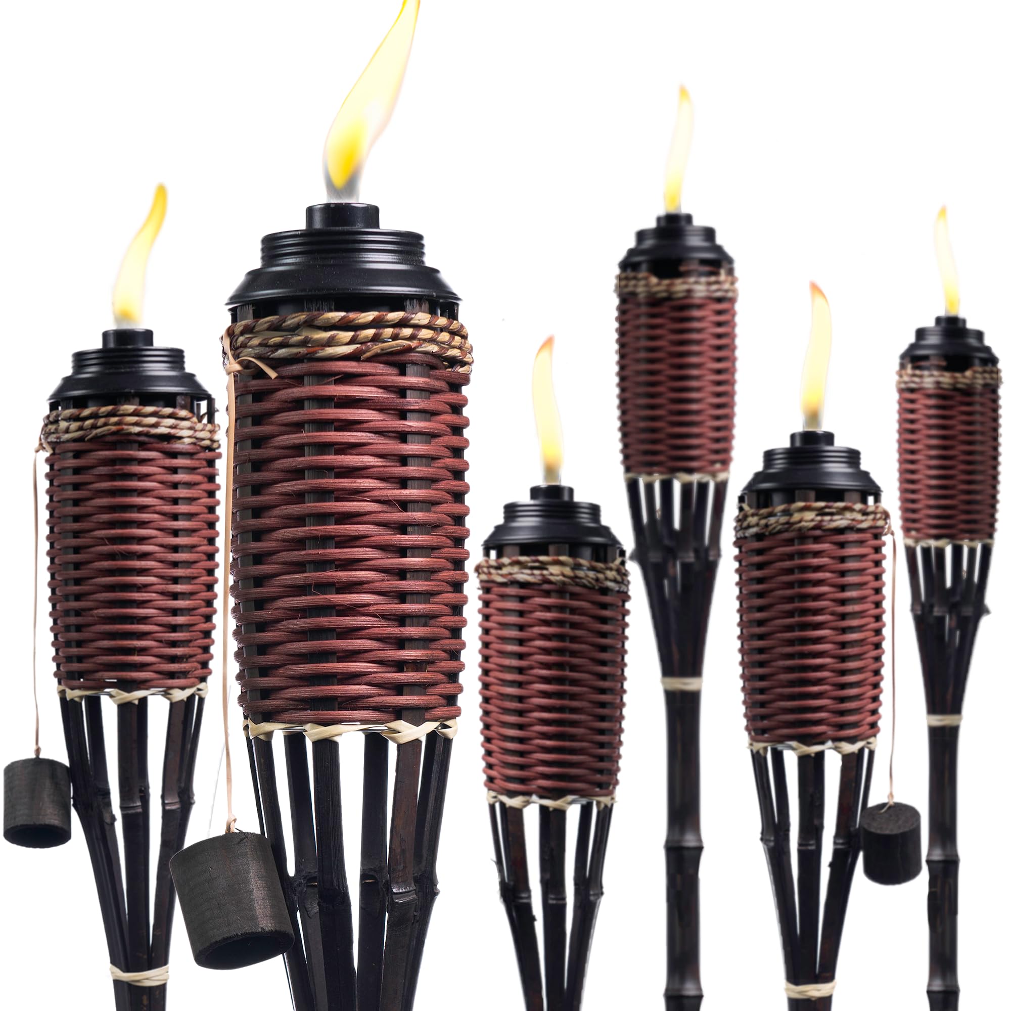 Backyadda Bamboo Torches - 57&quot; Tall, Extra-Large Metal Canisters, Fiberglass Wicks For Outdoor Use