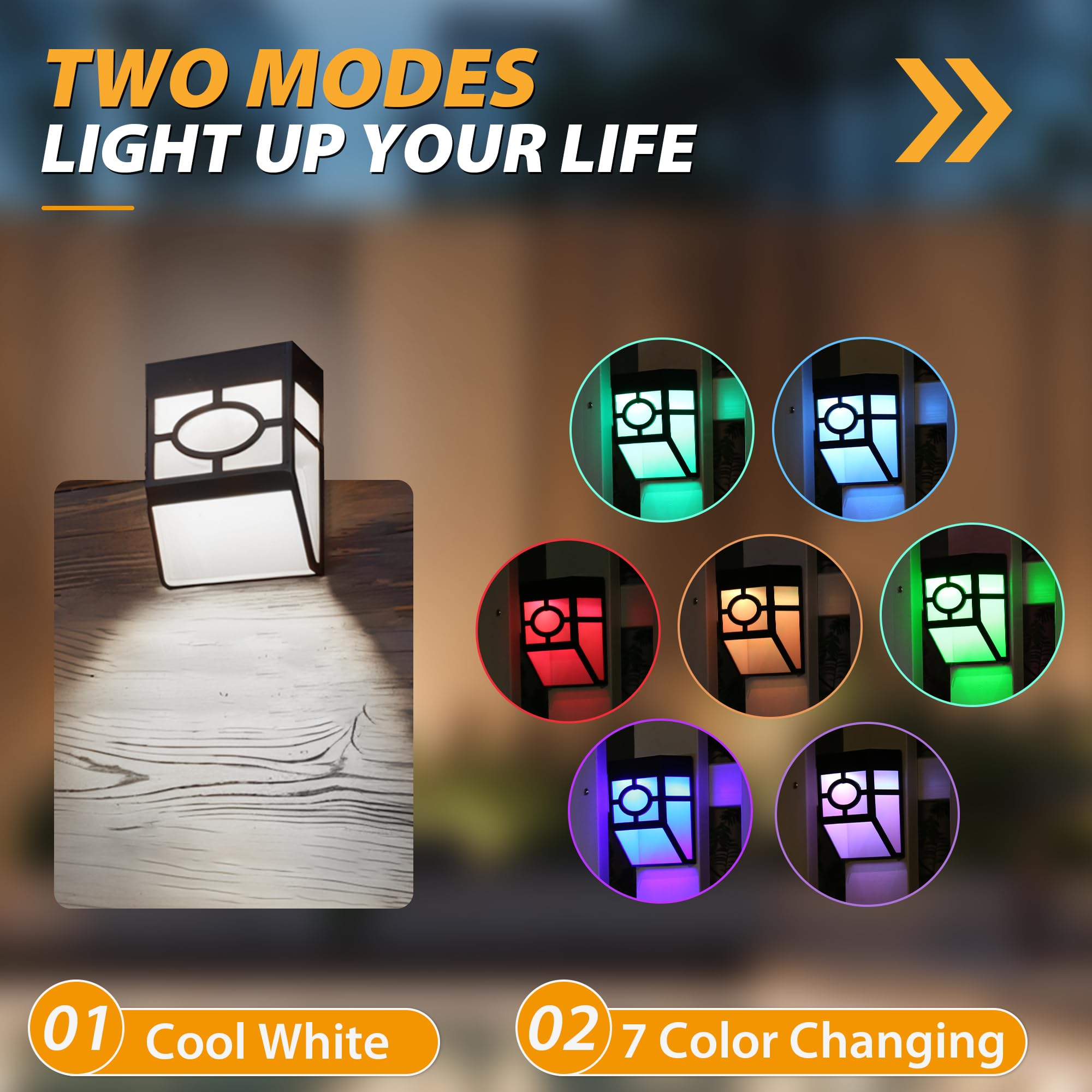 Otdair Solar Fence Lights - 8 Pack Waterproof LED Outdoor Lights, Cold White/Multicolor, Plastic for Deck, Patio, Yard, Front Door