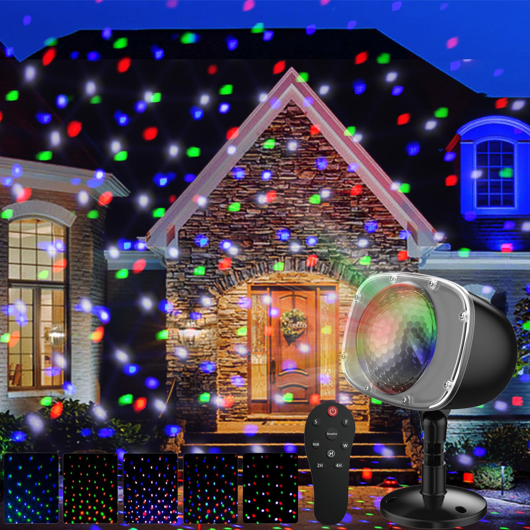 Syslux Christmas Projector Lights - RGBW Snowfall Projector with Remote Control for House, Yard, Garden, Halloween & Christmas D