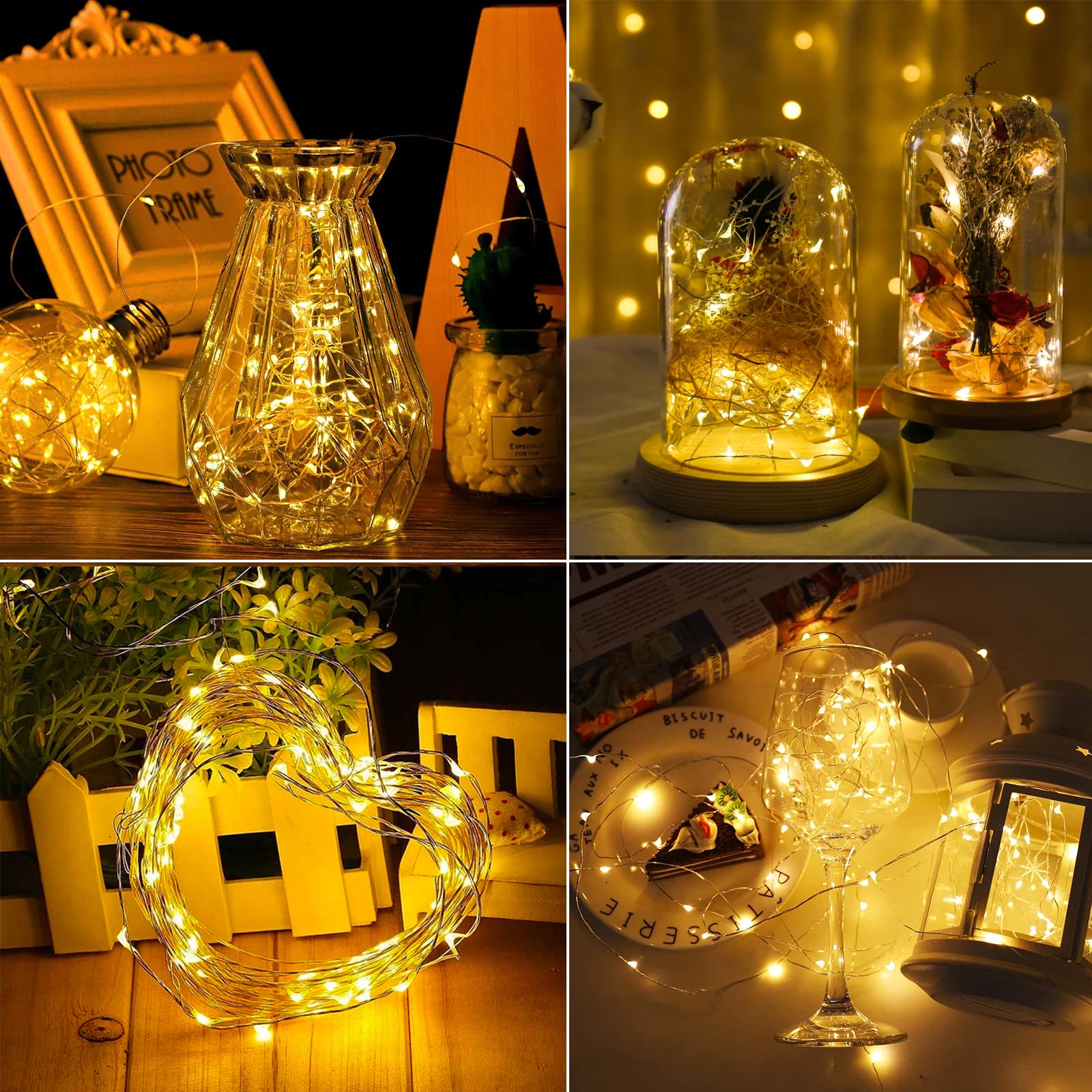 VOOKRY 16 Pack Fairy Lights 10 ft Waterproof Warm White LED Mini String Lights for DIY Crafts, Weddings, Parties, Christmas