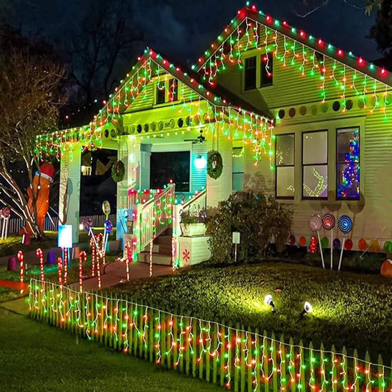 Neoclassy Solar Christmas Lights, 304 LED Waterproof String Lights, Red and Green, Ni-MH 1200mAh, 8 Modes for Outdoor Decor