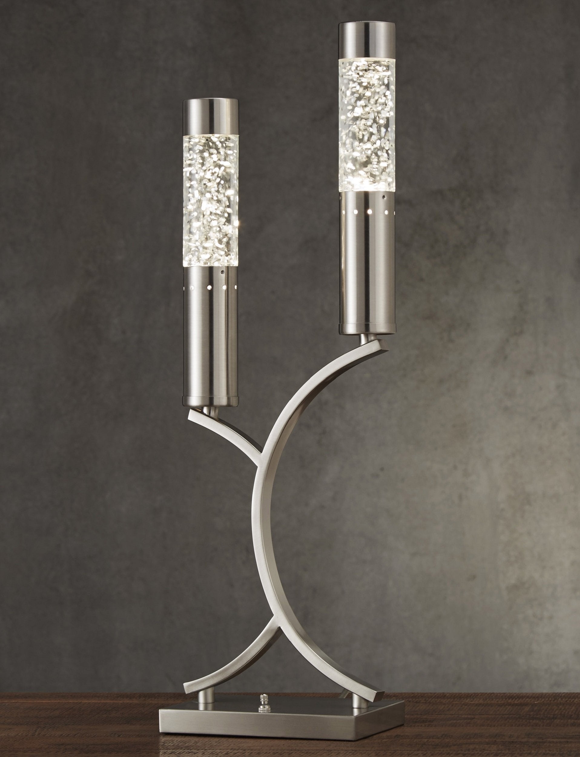 Homelegance Mood Light - Two Sparkling Water-Drop Design, Satin Nickel Finish, Table Top Size, Model H10076, Metallic Color