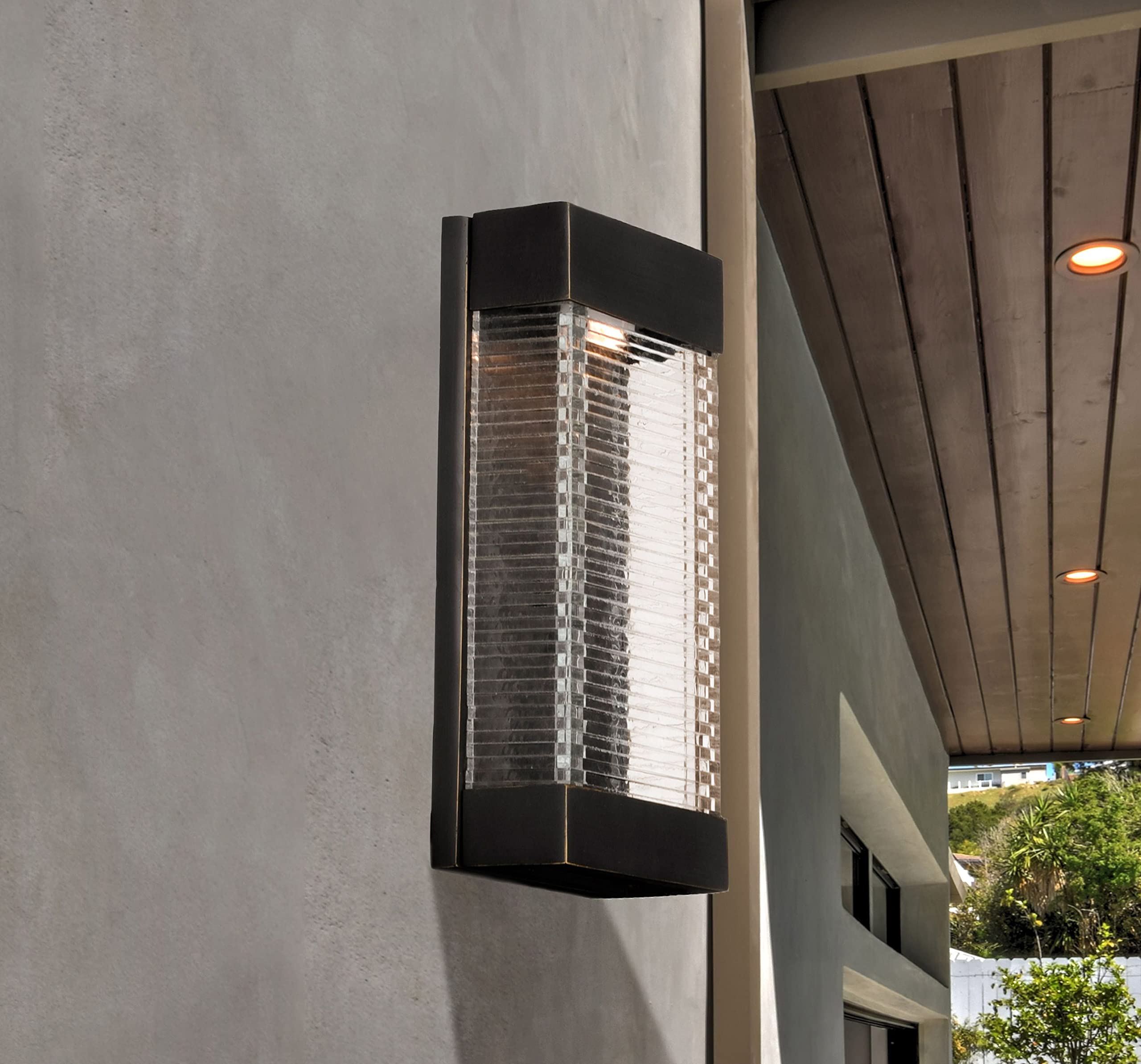 Maxim Stackhouse 12W LED Outdoor Wall Mount Light, 7in Wide x 16in High, Bronze, Model 55226CLBZ, Vivex Material