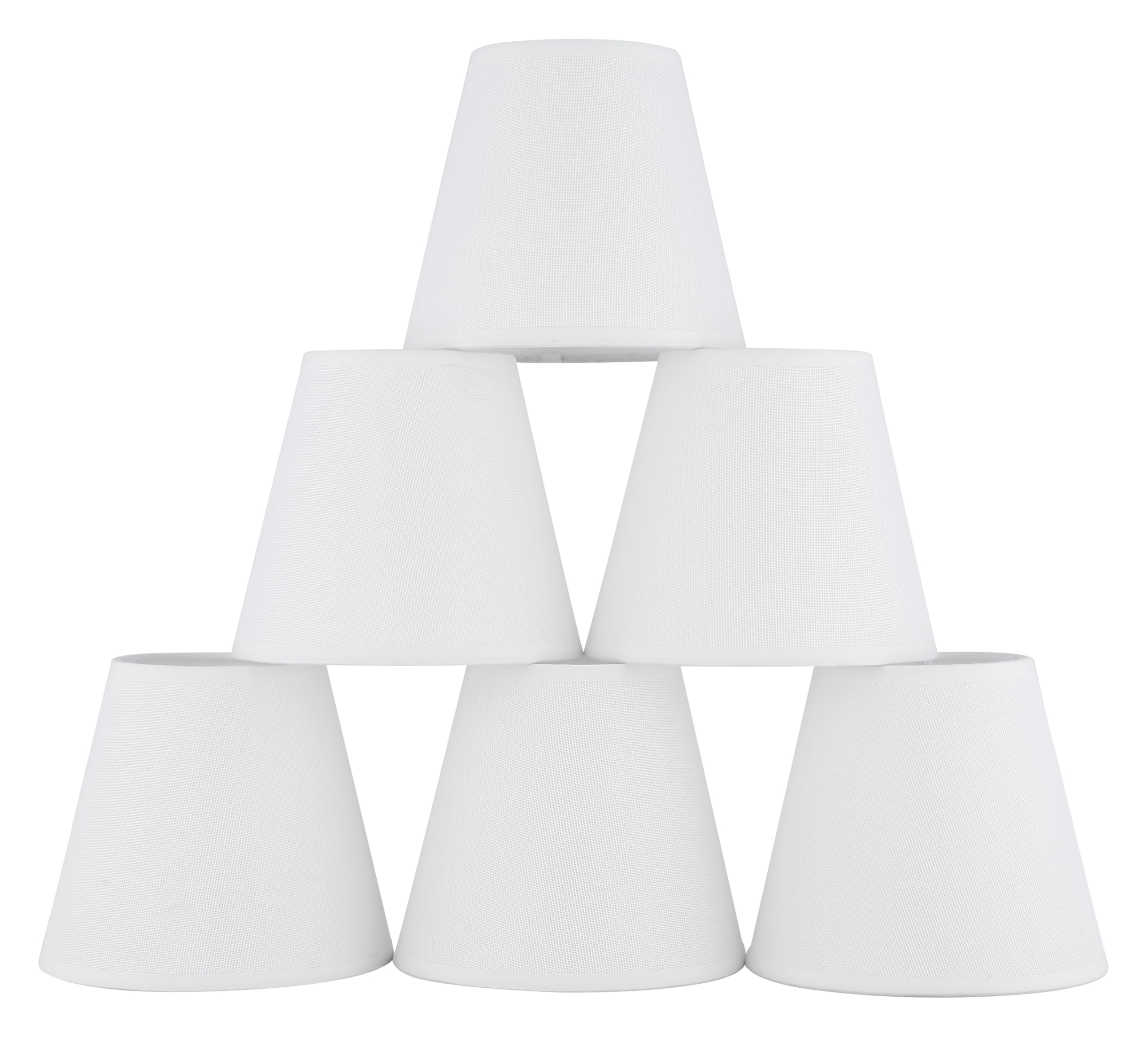 Ruiever 6-Pack Clip-On Lampshades, White Fabric, 5.9in  Bottom x 3.54in  Top x 5.12in  Height, Suitable for Chandeliers and Lamps