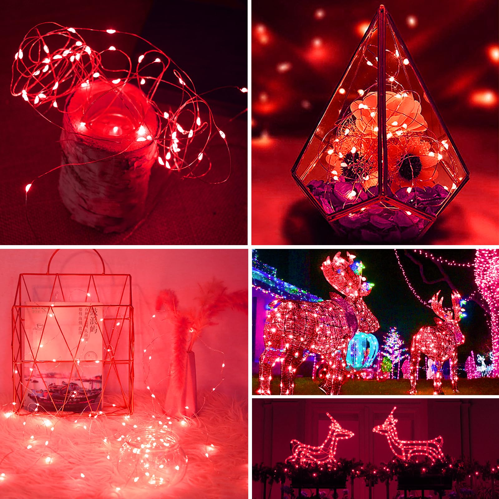 Zgwj 100 Pack Fairy Lights Battery Operated  7Ft 20 Mini Led Fairy String Lights Silver Wire 3 Modes For Diy  Parties  Wedding  Bedroom  Halloween Christmas Decoration Red