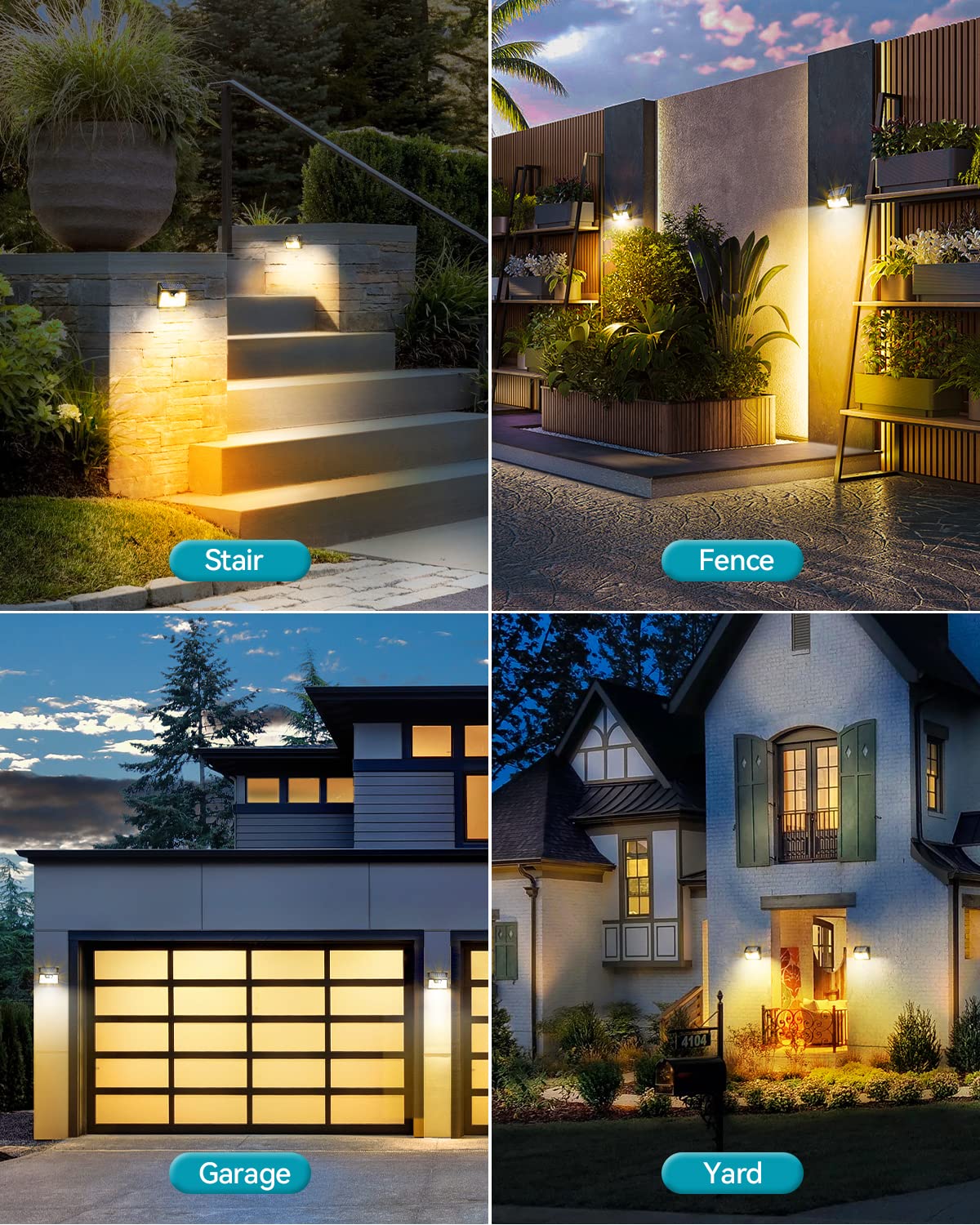 kolpop Solar Lights Outdoor 7 Pack, 140LED Motion Sensor, IP65 Waterproof, 4 Inch, Warm White, Model KP-WS18PY-7-US