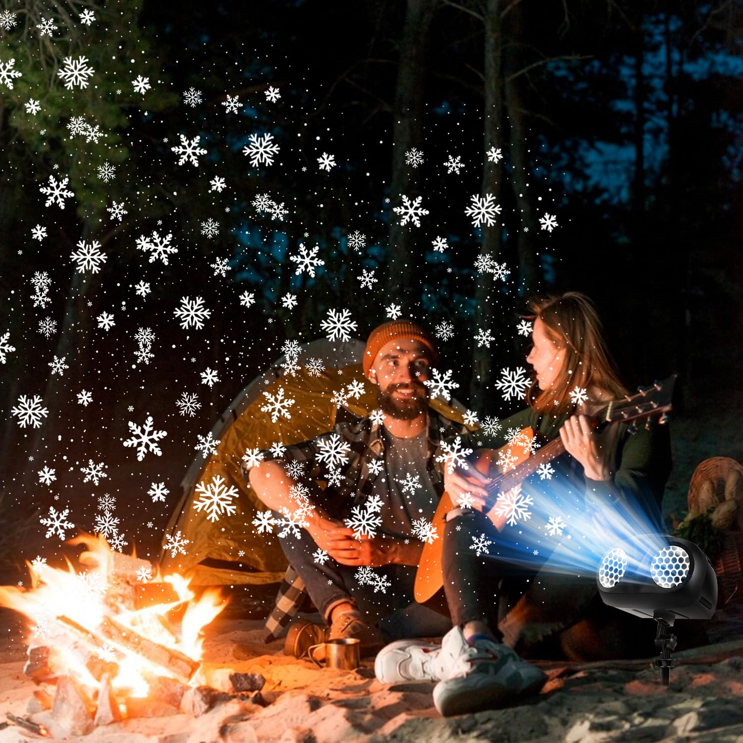 Milprox Christmas Snowfall Projector Lights - Dual Tube Snowflake Lamp For Indoor/Outdoor Decor