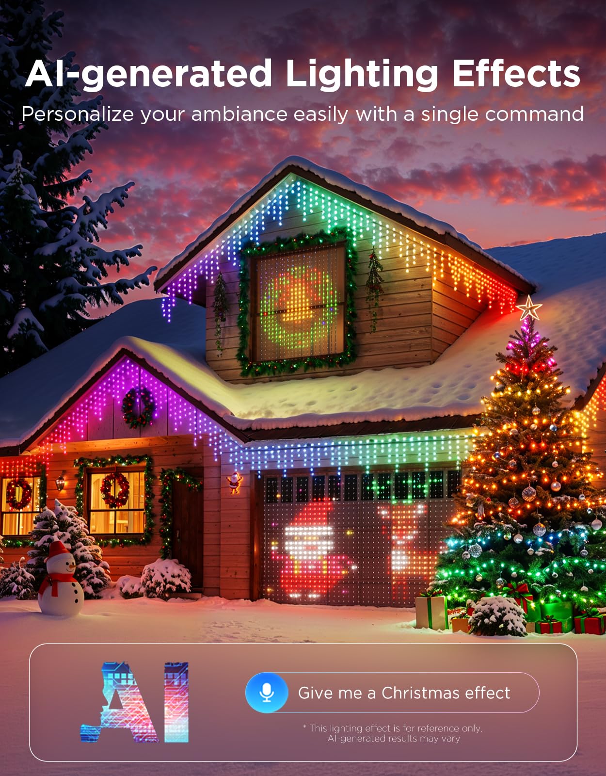 Govee Rgbwic 164Ft Christmas String Lights, 500 Leds, Smart App Control, Green Wire, Indoor/Outdoor Holiday Decor, Model H70C7