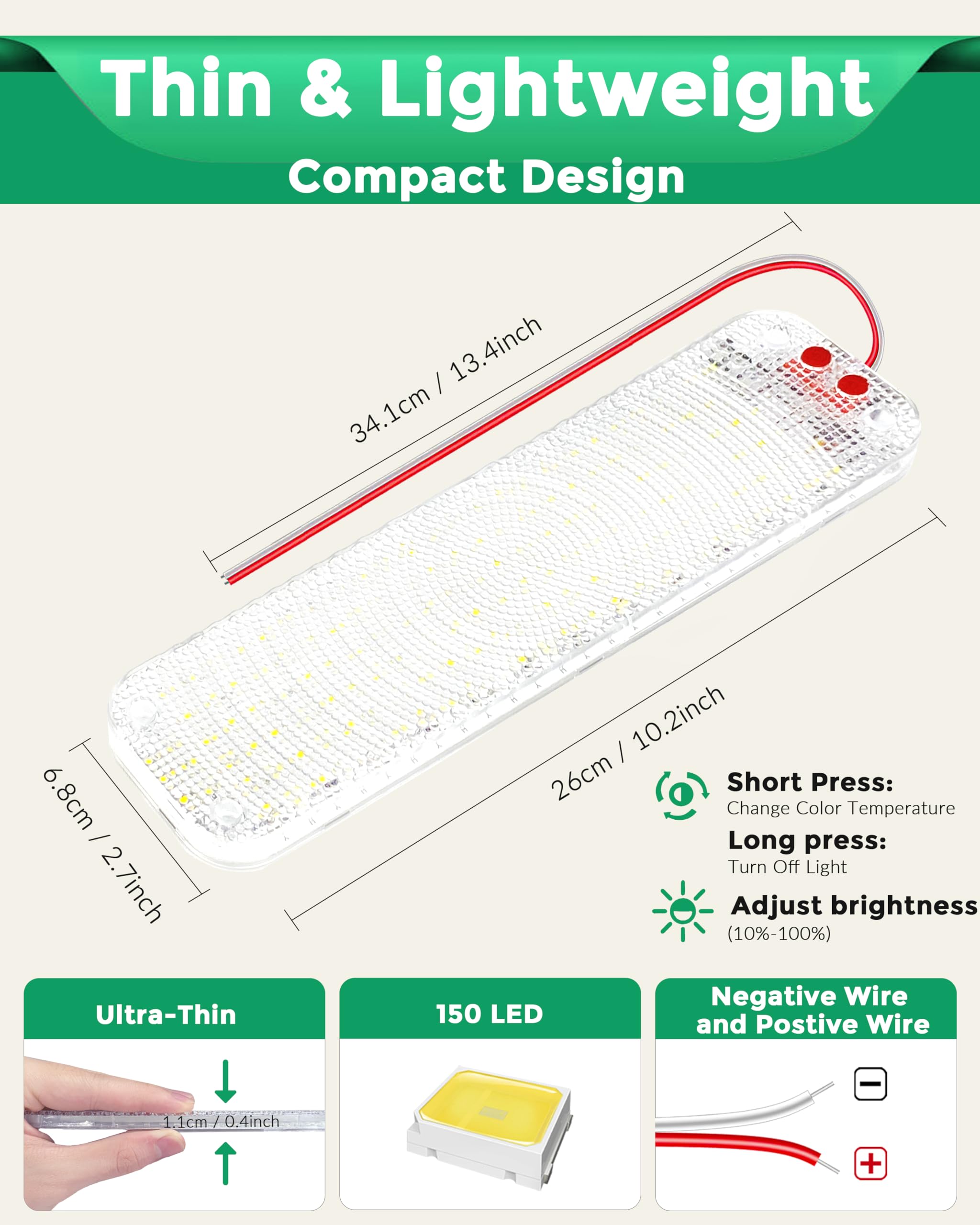 Mertturm 150Led 12V-30V Rv Lights Interior, 12 Volt Led Lights With 3 Colors&Dimmable Brightness, Ultra Bright Ceiling Dome Ligh